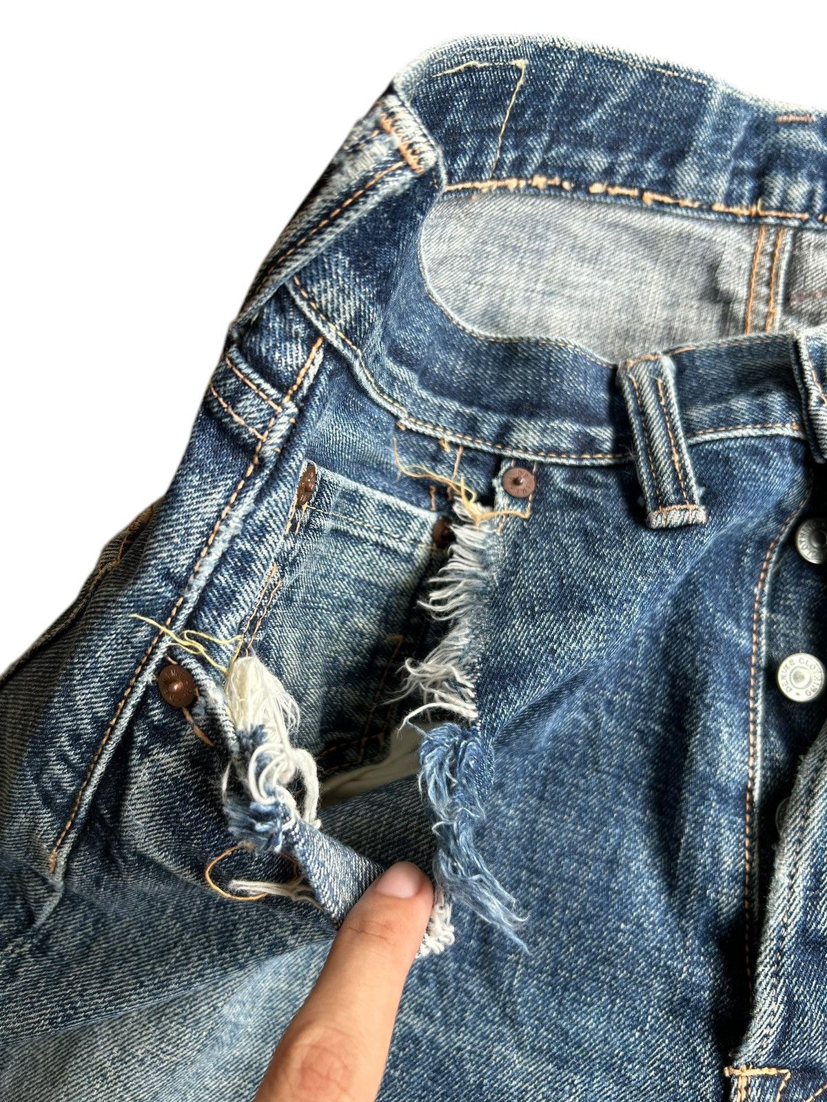 Japanese Brand × Kapital × Vintage Denime Selvedge Distressed Faded Denim Jeans Size US 32 / EU 48 - 12 Thumbnail