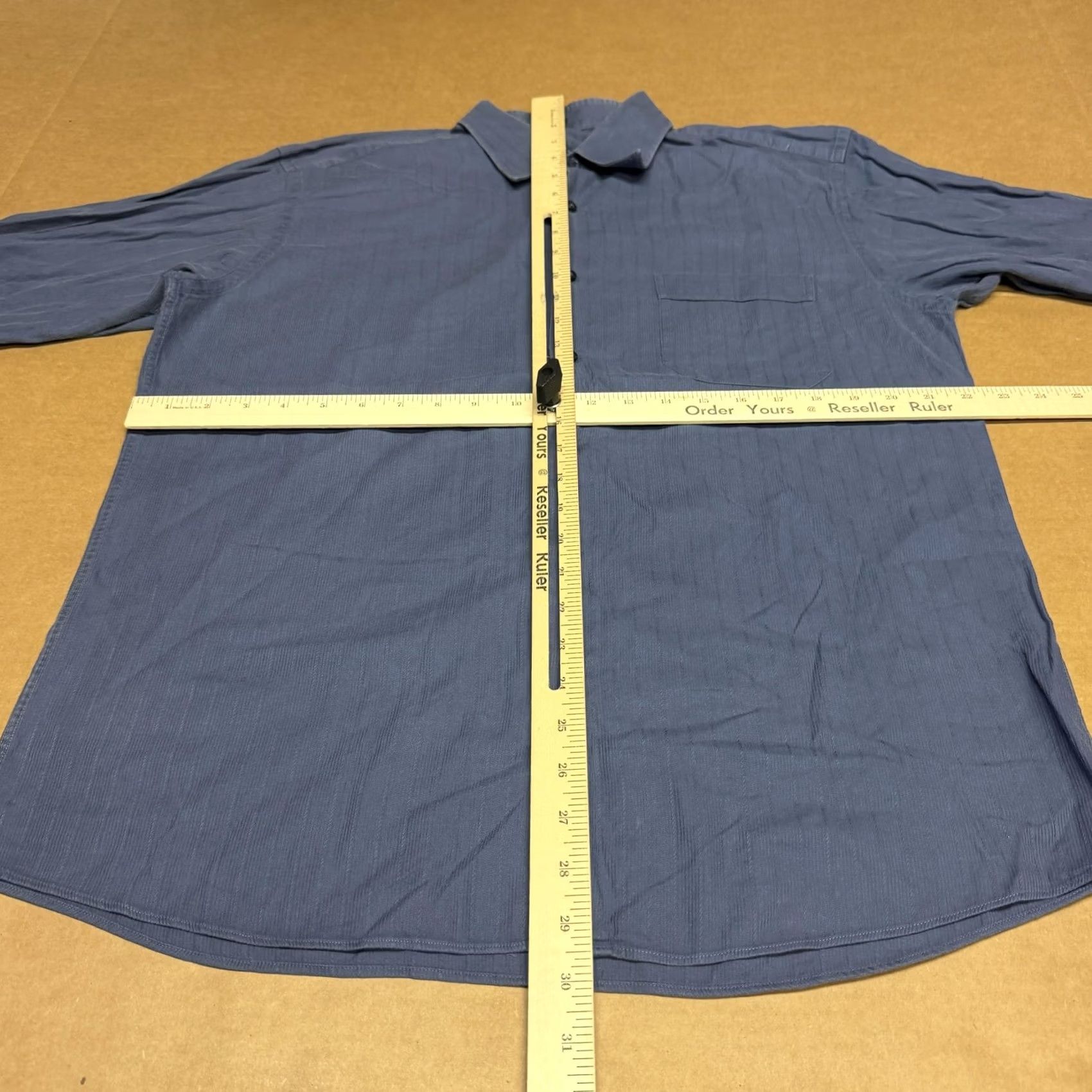 Ben Sherman Ben Sherman Shirt Mens Large Blue Textured Stripe Button Front Long Sleeve Size US L / EU 52-54 / 3 - 7 Thumbnail