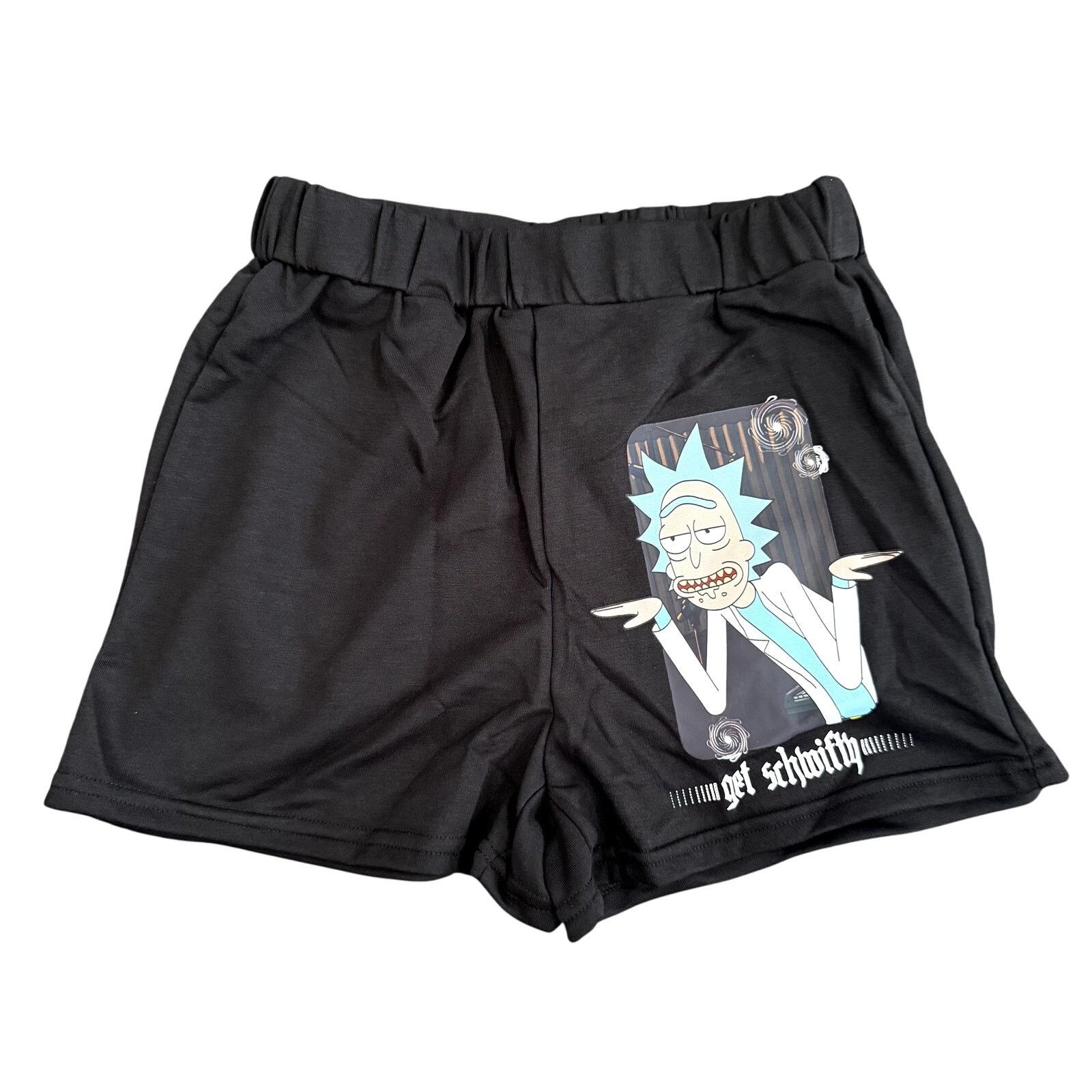 Shein Rick & Morty Graphic Sweatshorts in Black, Size S Size 27" / US 4 / IT 40 - 1 Thumbnail