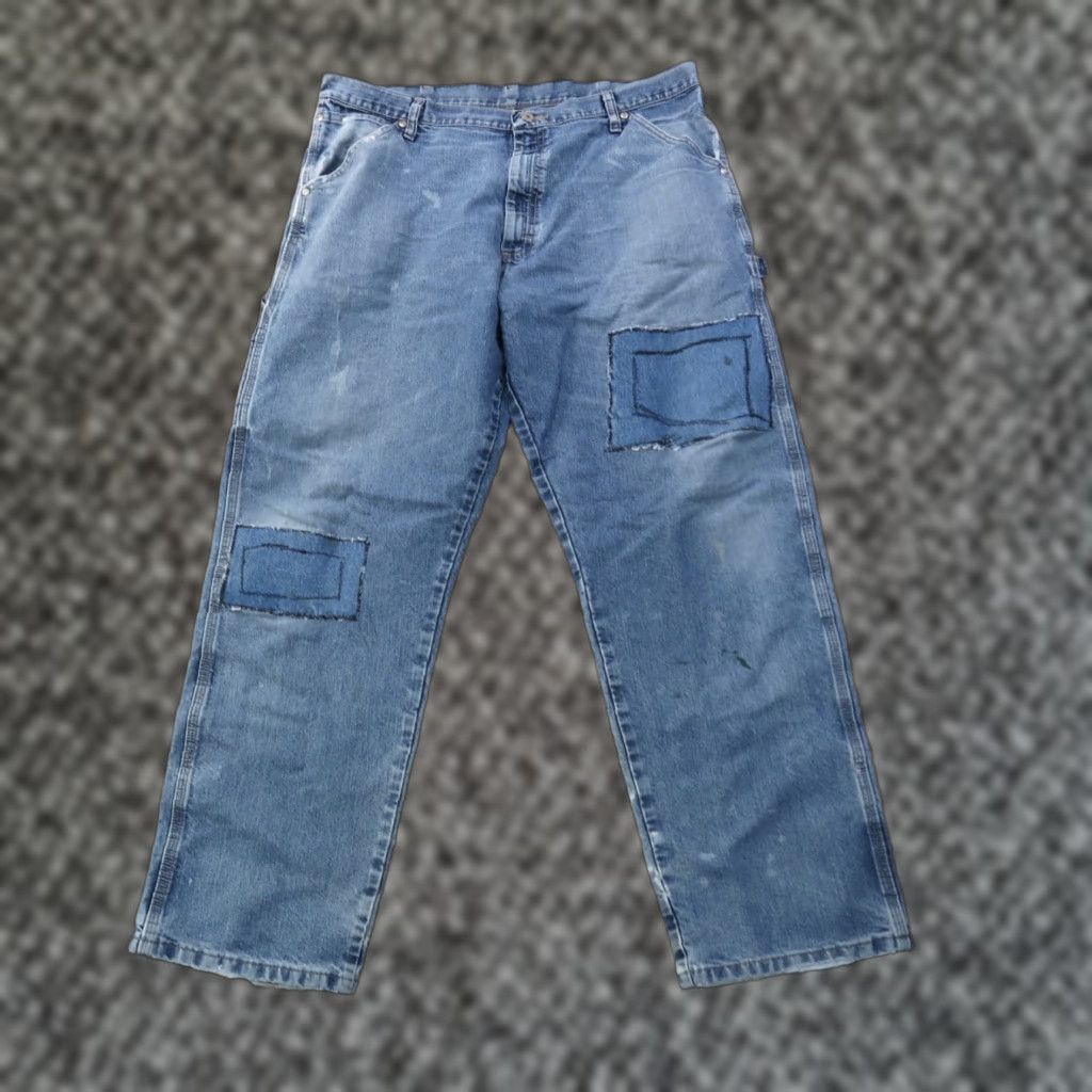 Wrangler Wrangler Carpenter Jeans Adult 38x32 Blue Distressed Denim Straight Regular Zip Size US 38 / EU 54 - 1 Thumbnail