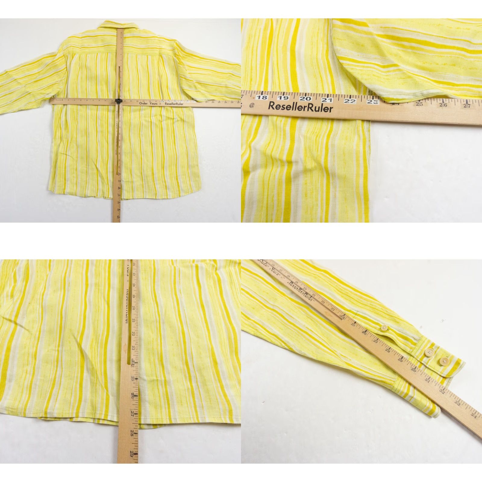 Tommy Bahama Tommy Bahama Mens Medium Yellow Striped Linen Button Up Long Sleeve Shirt Size US M / EU 48-50 / 2 - 8 Thumbnail