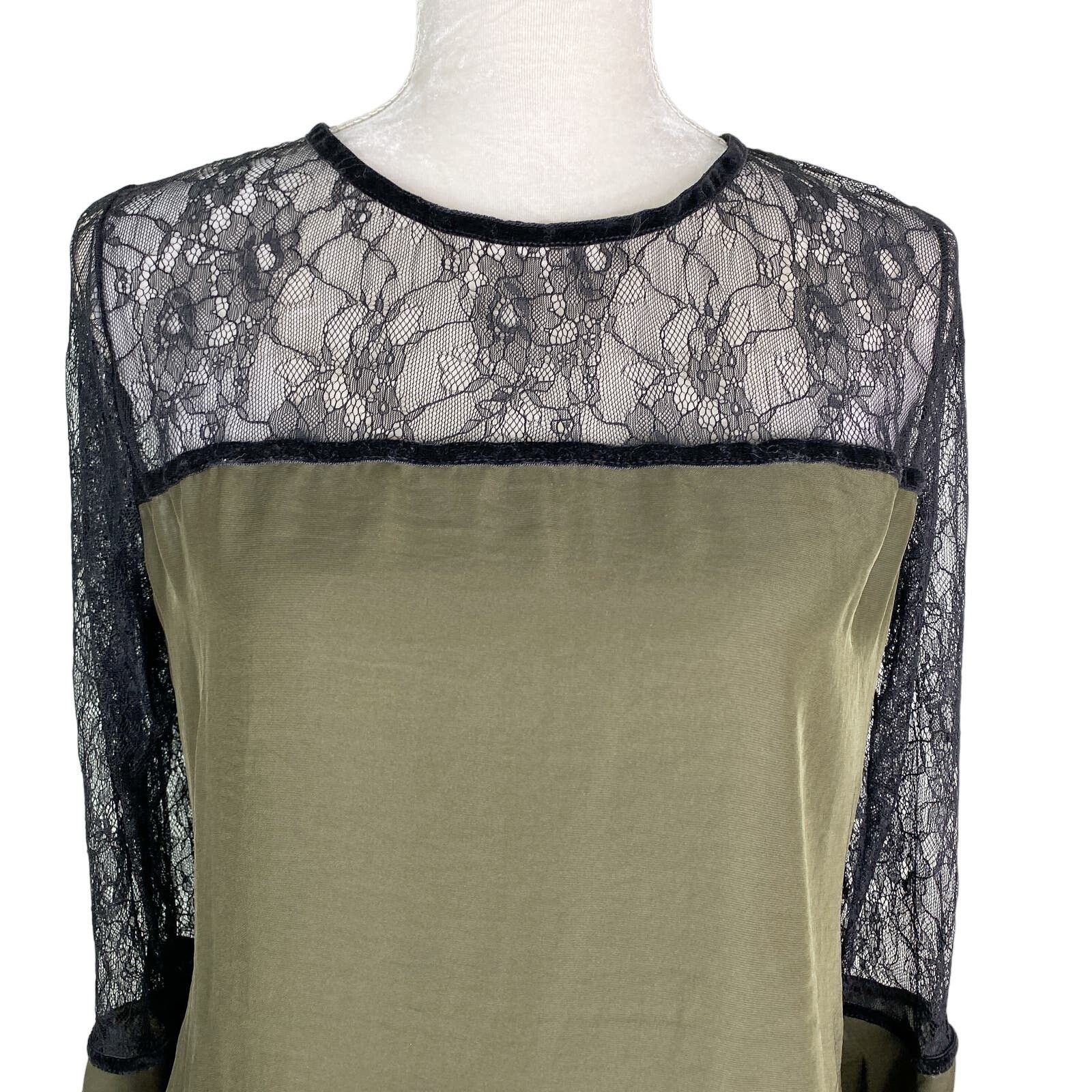 Other Analili Top Small Olive Black Lace Long Bell Sleeves New Size S / US 4 / IT 40 - 4 Thumbnail