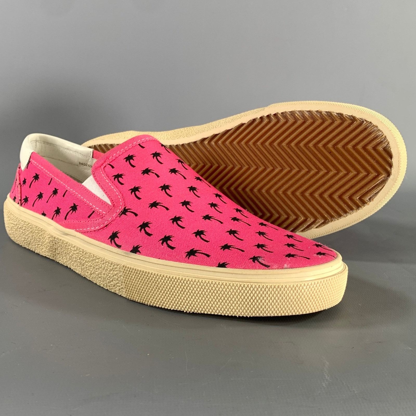 Saint Laurent Paris SAINT LAURENT Pink Black Palms Canvas Slip On Sneakers Size US 9.5 / EU 42-43 - 5 Thumbnail