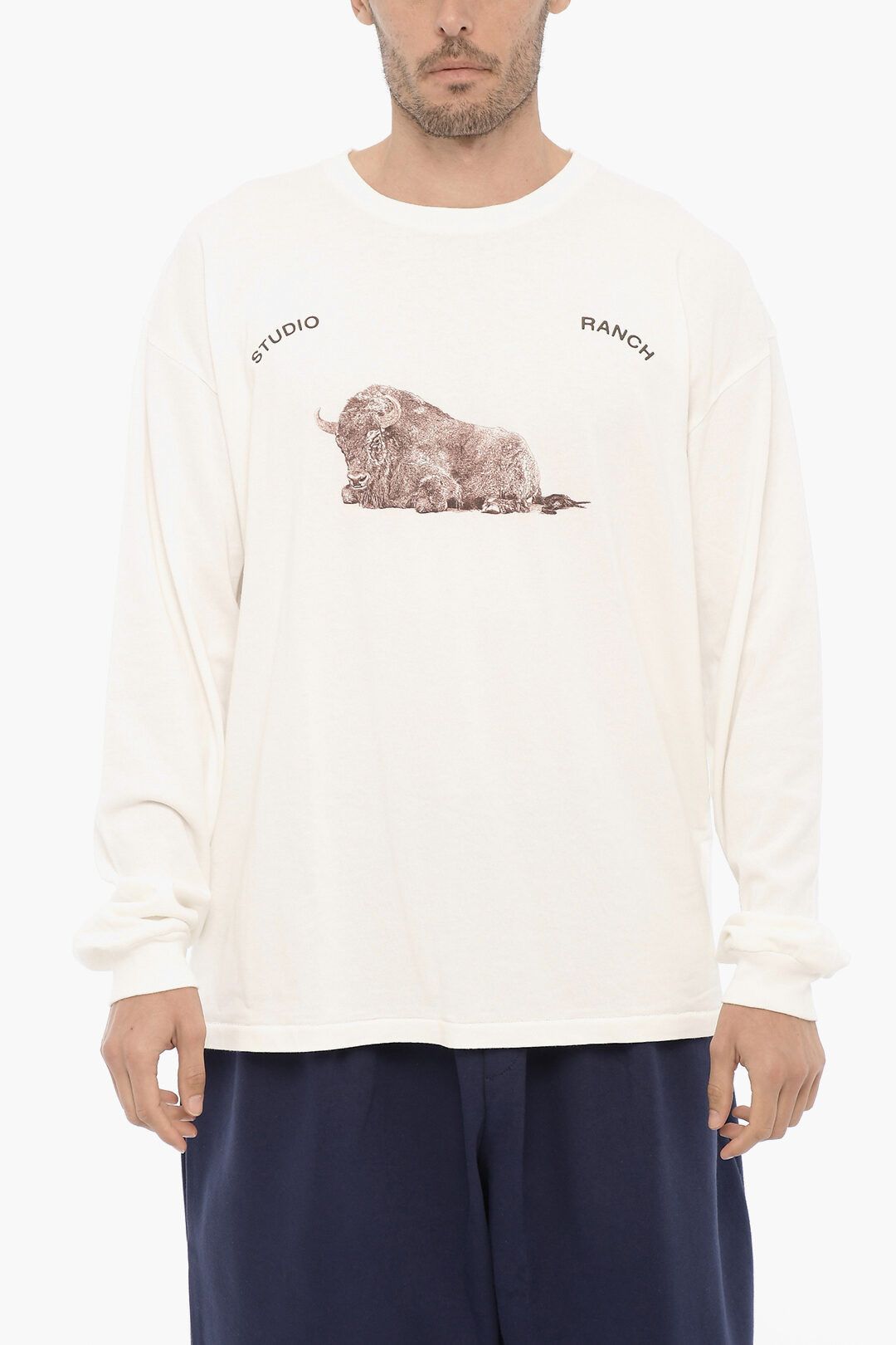 image of 1989 Studio Og1Mm0423 Long Sleeve Crew-Neck T-Shirt In White, Men's (Size 2XL)