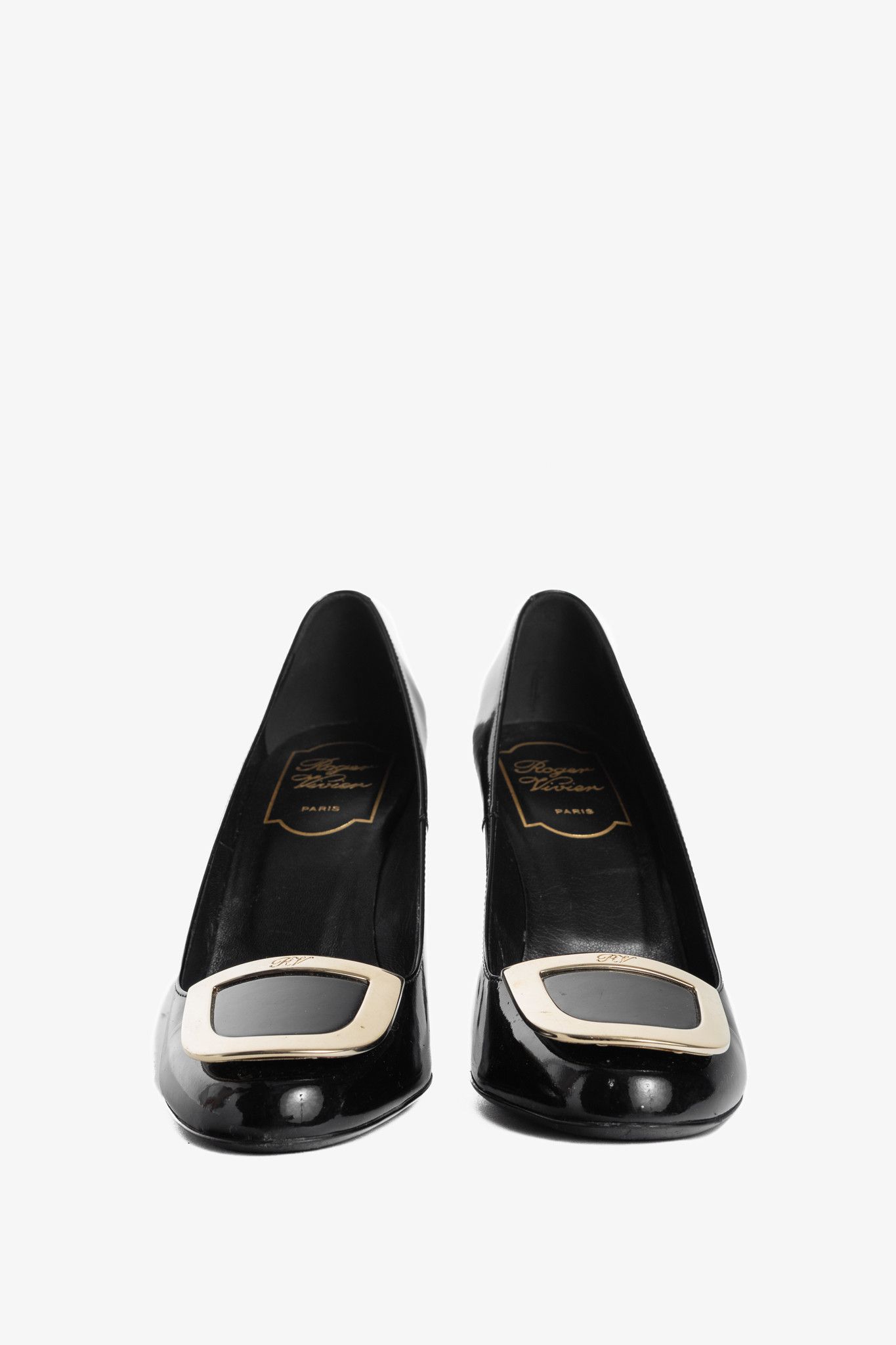 Roger Vivier Roger Vivier Décolleté Ecusson Patent-Leather Buckle Heels Size US 4.5 / IT 34.5 - 2 Thumbnail