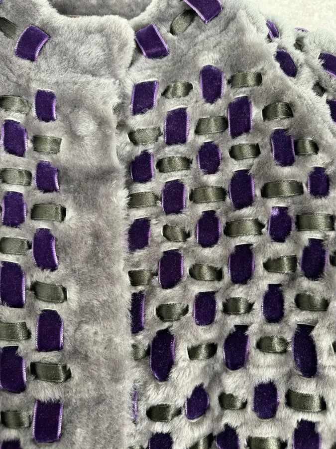Emporio Armani Emporio Armani Purple & Grey Waffled Velvet Contemporary Jacket Size M / US 6-8 / IT 42-44 - 5 Thumbnail