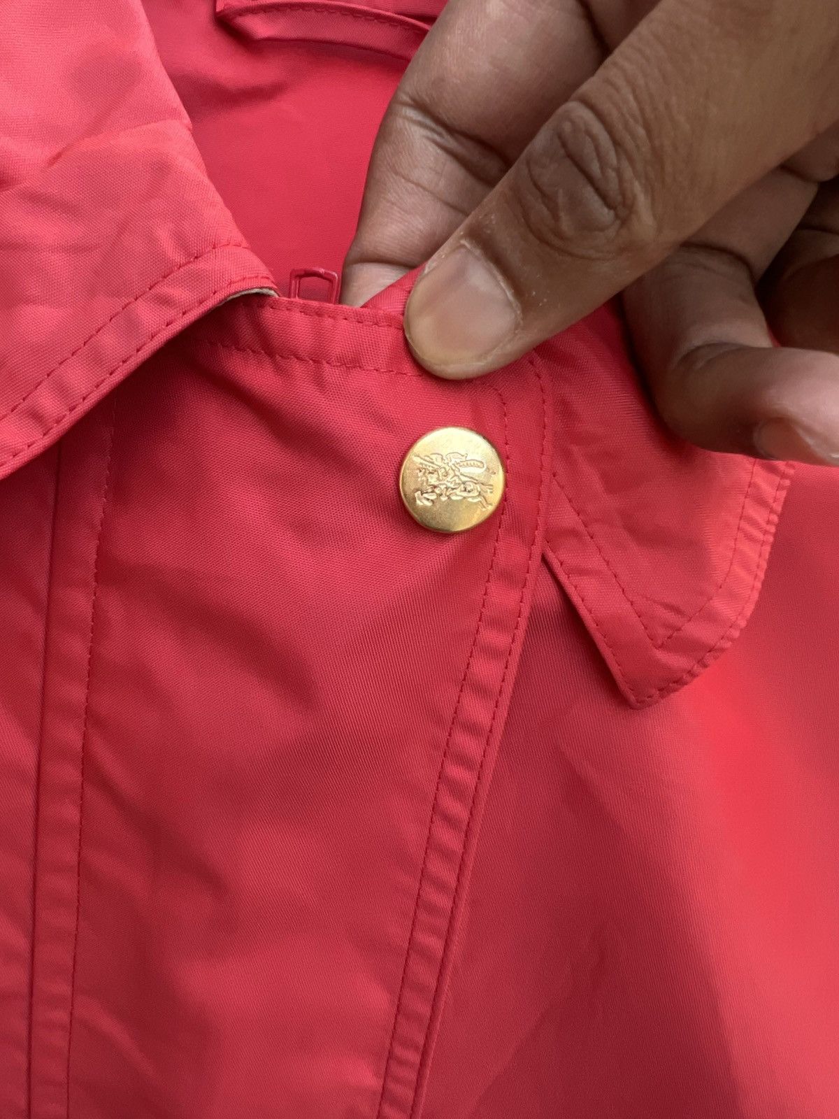 Burberry Burberry Red Button Jacket – Lightweight Casual Outerwear Size M / US 6-8 / IT 42-44 - 5 Thumbnail
