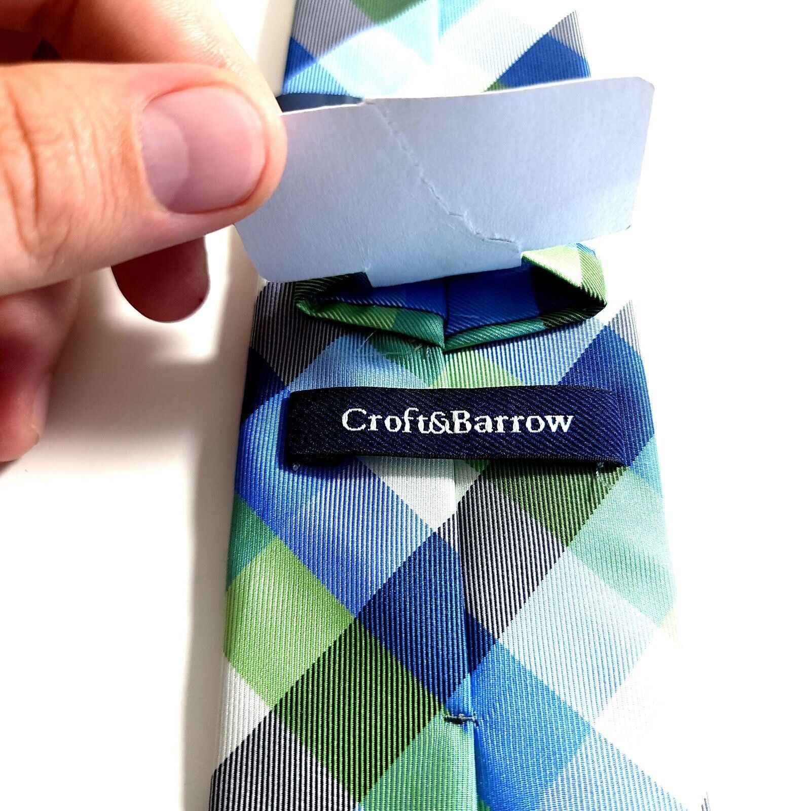 Croft & Barrow Croft & Barrow Blue Green Polyester Skinny Plaid Tie Size ONE SIZE - 3 Thumbnail