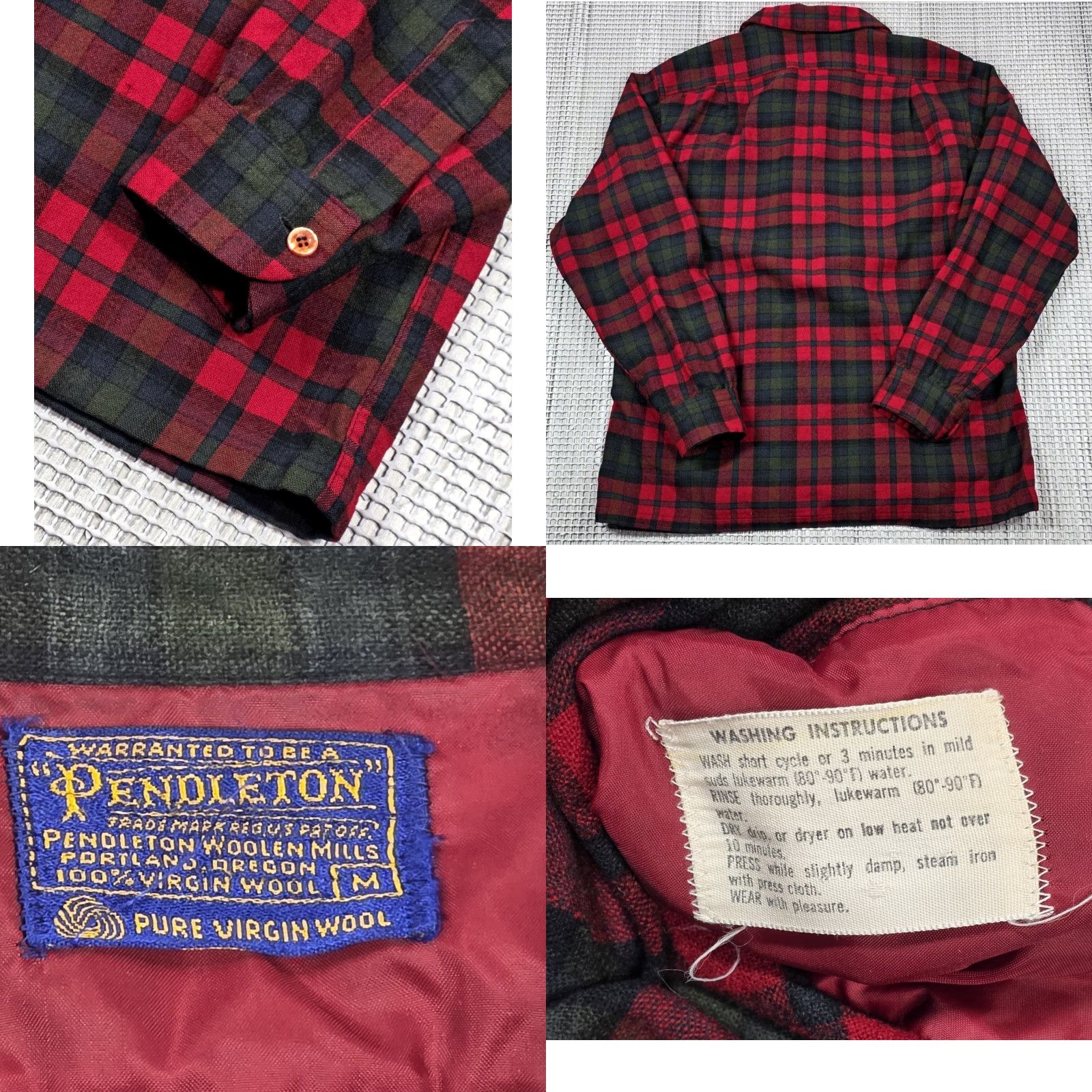 Pendleton VTG Pendleton Board Shirt Plaid Wool Flap Pockets Loop Collar Men's M Camp Shirt Size US M / EU 48-50 / 2 - 8 Thumbnail