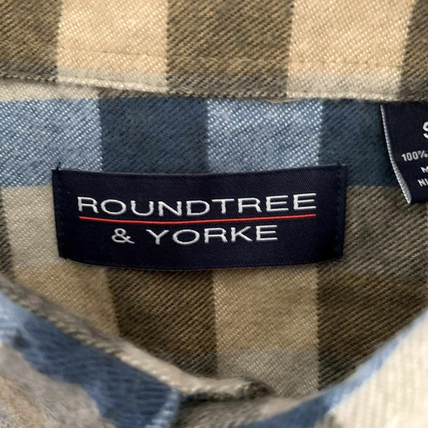 Roundtree & Yorke VINTAGE Roundtree & Yorke Shirt Mens Sz Small Portuguese Flannel Gold Plaid 100% Cotton Size US S / EU 44-46 / 1 - 2 Thumbnail