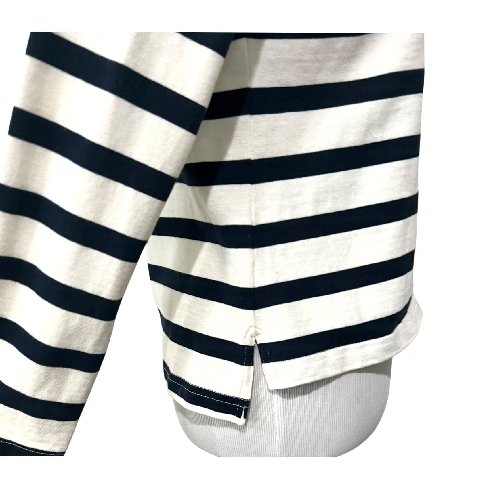 Nautica Guideboat Co. Top Womens XS Blue White Nautical Striped Mock Neck Cotton Blouse Womens XS Blue White Striped Mock Neck 3/4 Sleeve Size XS / US 0-2 / IT 36-38 - 7 Thumbnail