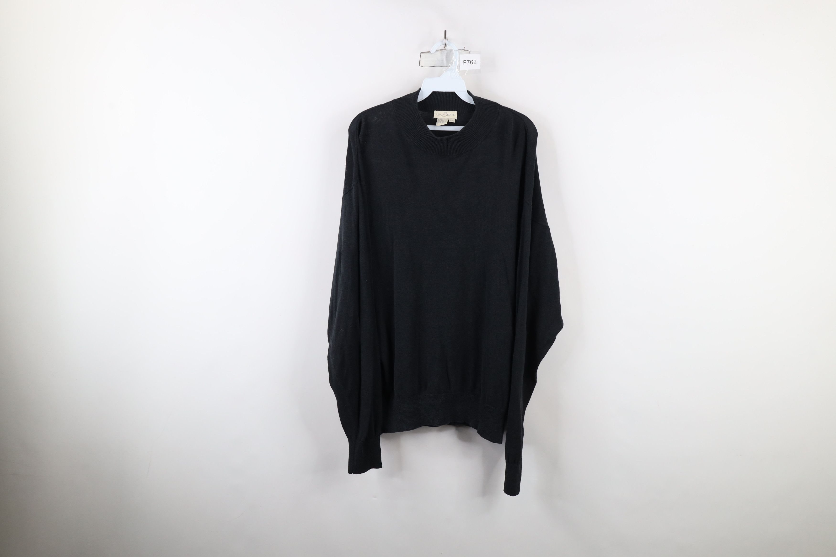 Vintage Vintage 90s Streetwear Silk Blend Mock Neck Sweater Black Size US XXL / EU 58 / 5 - 1 Thumbnail