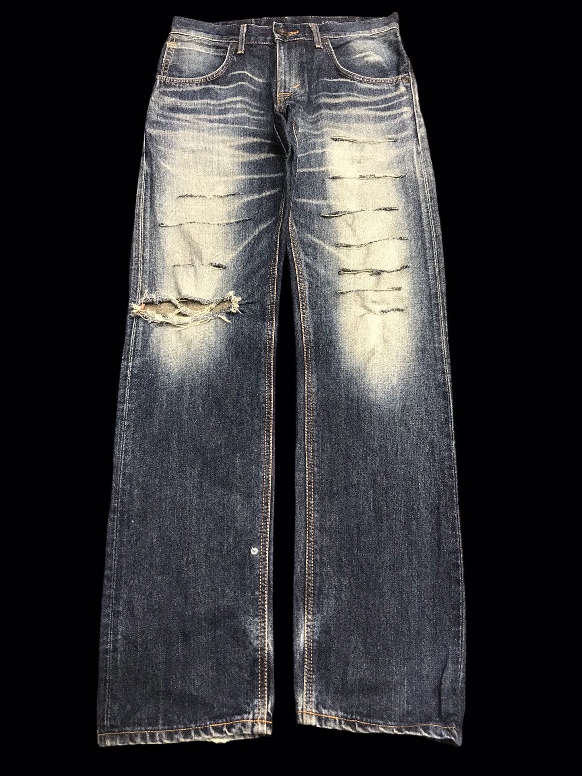 Edwin × Vintage EDWIN Super Distressed Mud Wash Regular Jeans F26 Size US 30 / EU 46 - 1 Thumbnail
