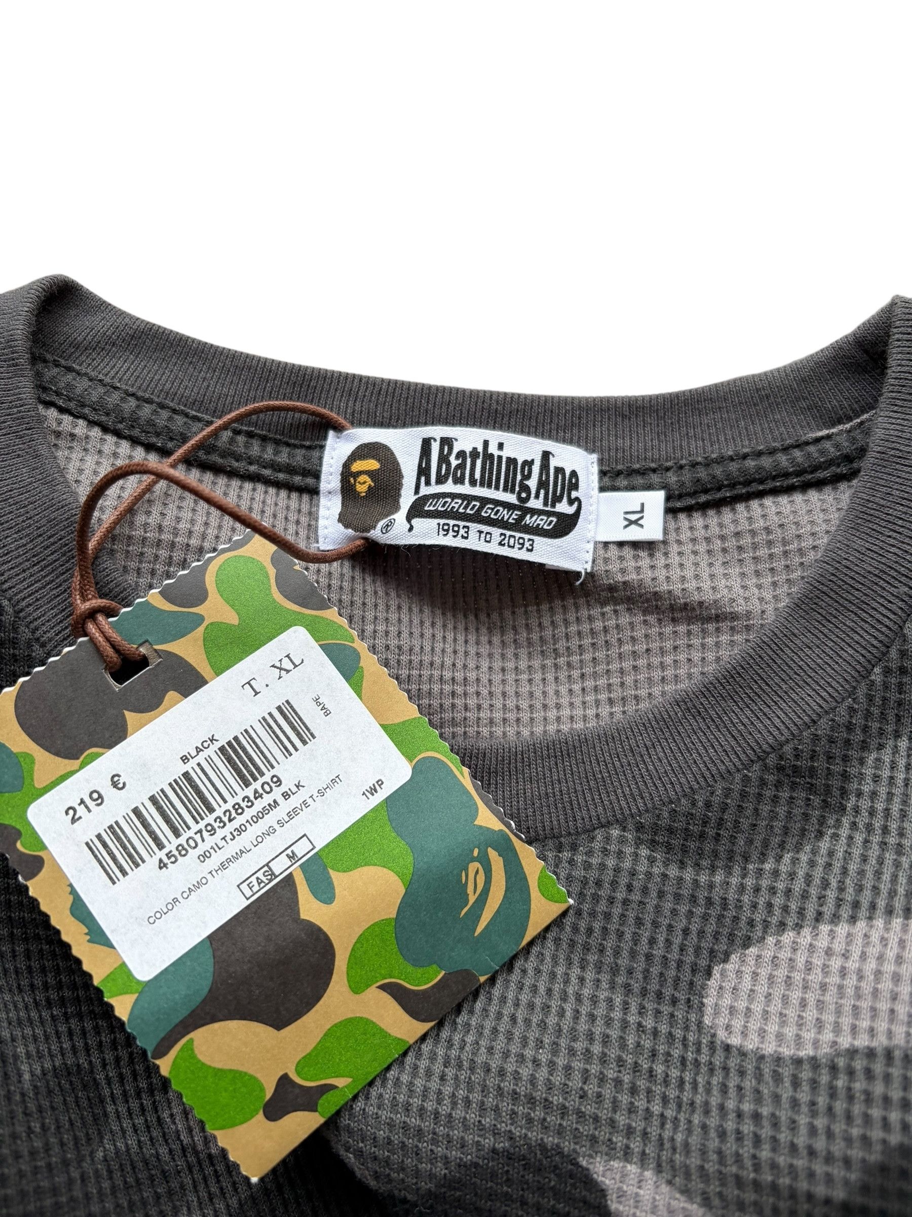 Bape Bape Grey Camo Mini Ape Head Thermal Longsleeve T-Shirt Size US XL / EU 56 / 4 - 4 Thumbnail