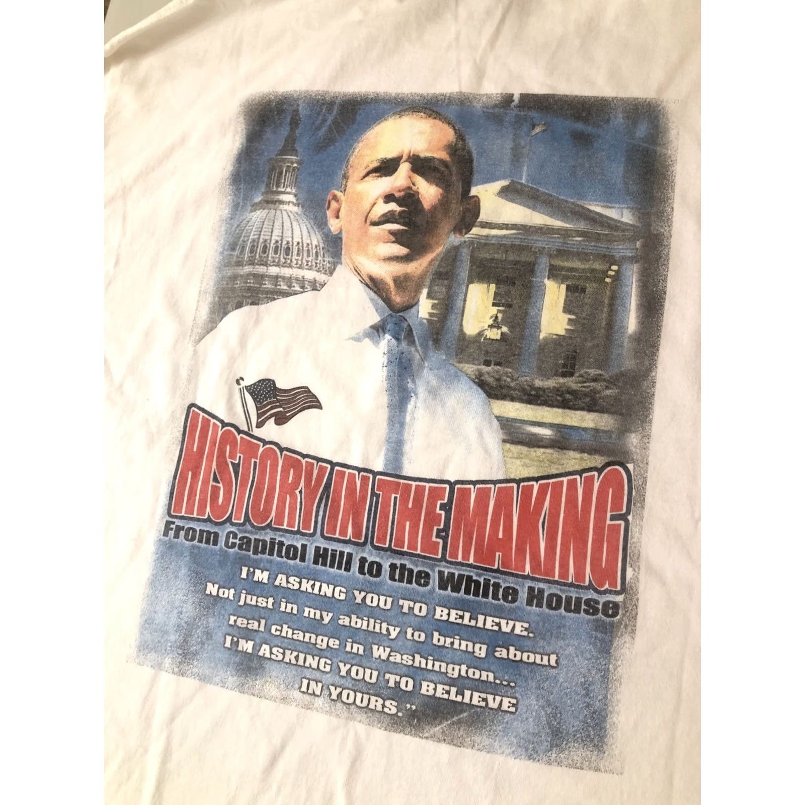 Doublet Barack Obama History In The Making DNC Election T Shirt Double Sided XL White Cotton Graphic Print Mens T-Shirt Size US XL / EU 56 / 4 - 2 Thumbnail