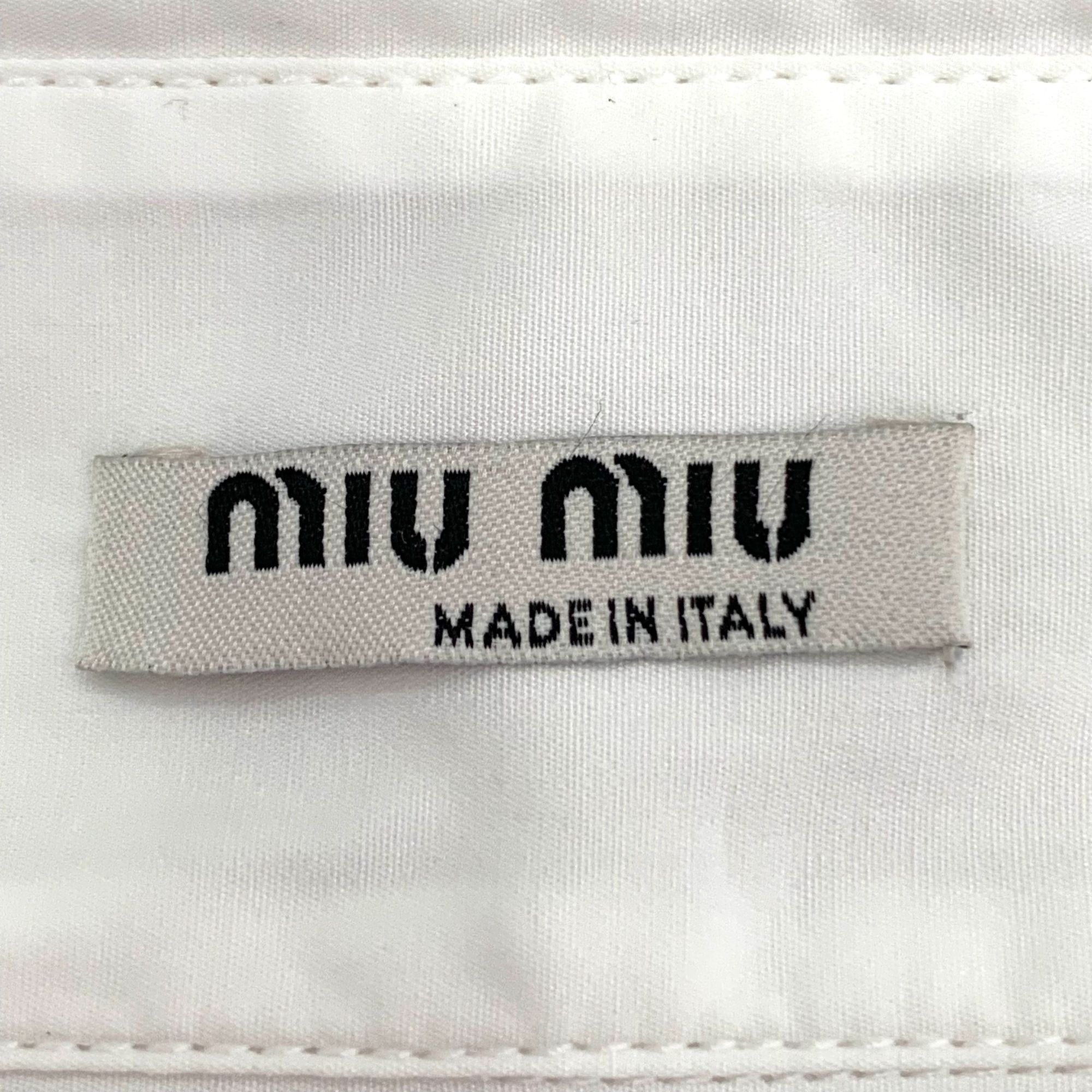 Miu Miu Miu Miu Womens White Cropped Button-Up Shirt With Logo Waist Size XS / US 0-2 / IT 36-38 - 2 Thumbnail