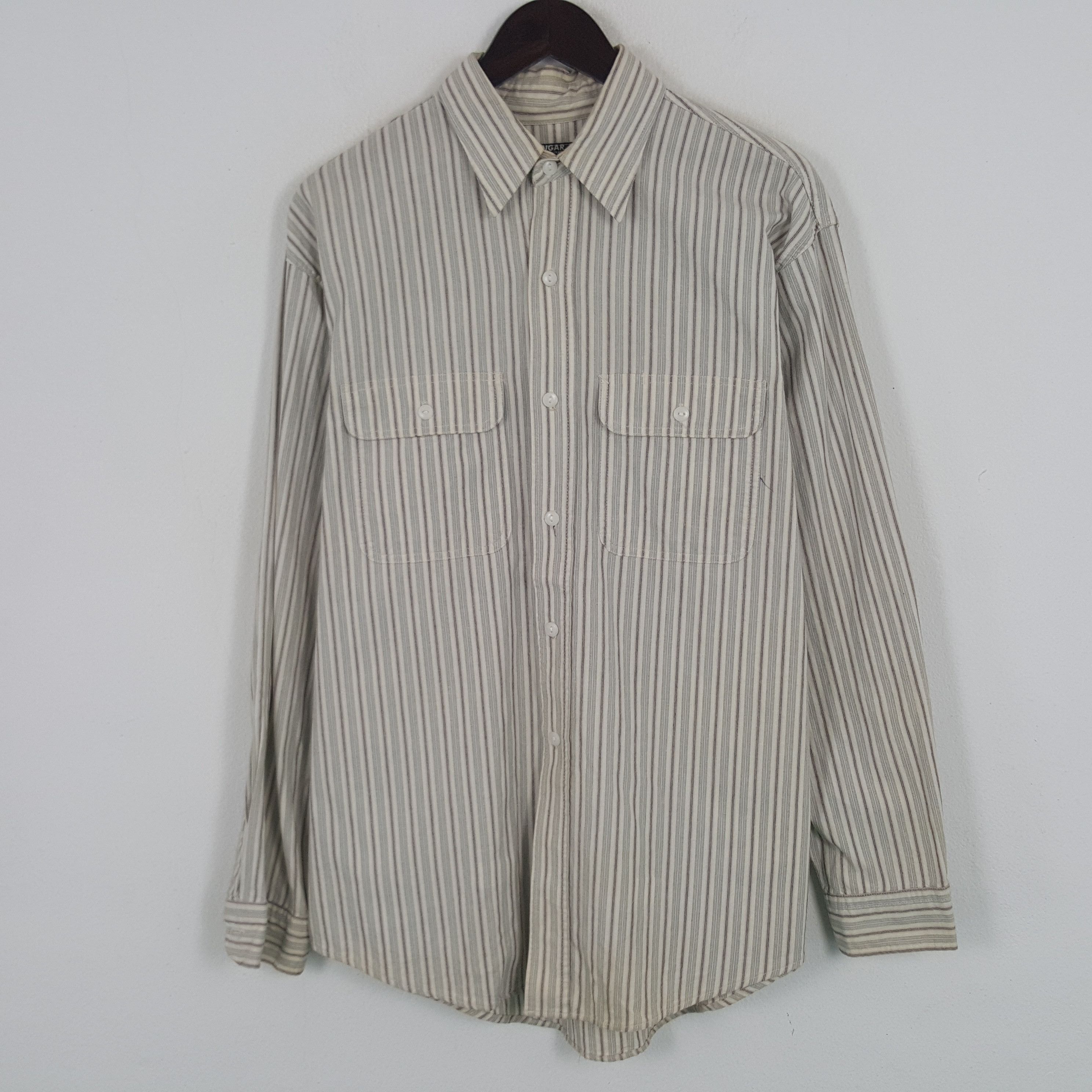 Vintage Sugar Cane Striped Button Up Shirt