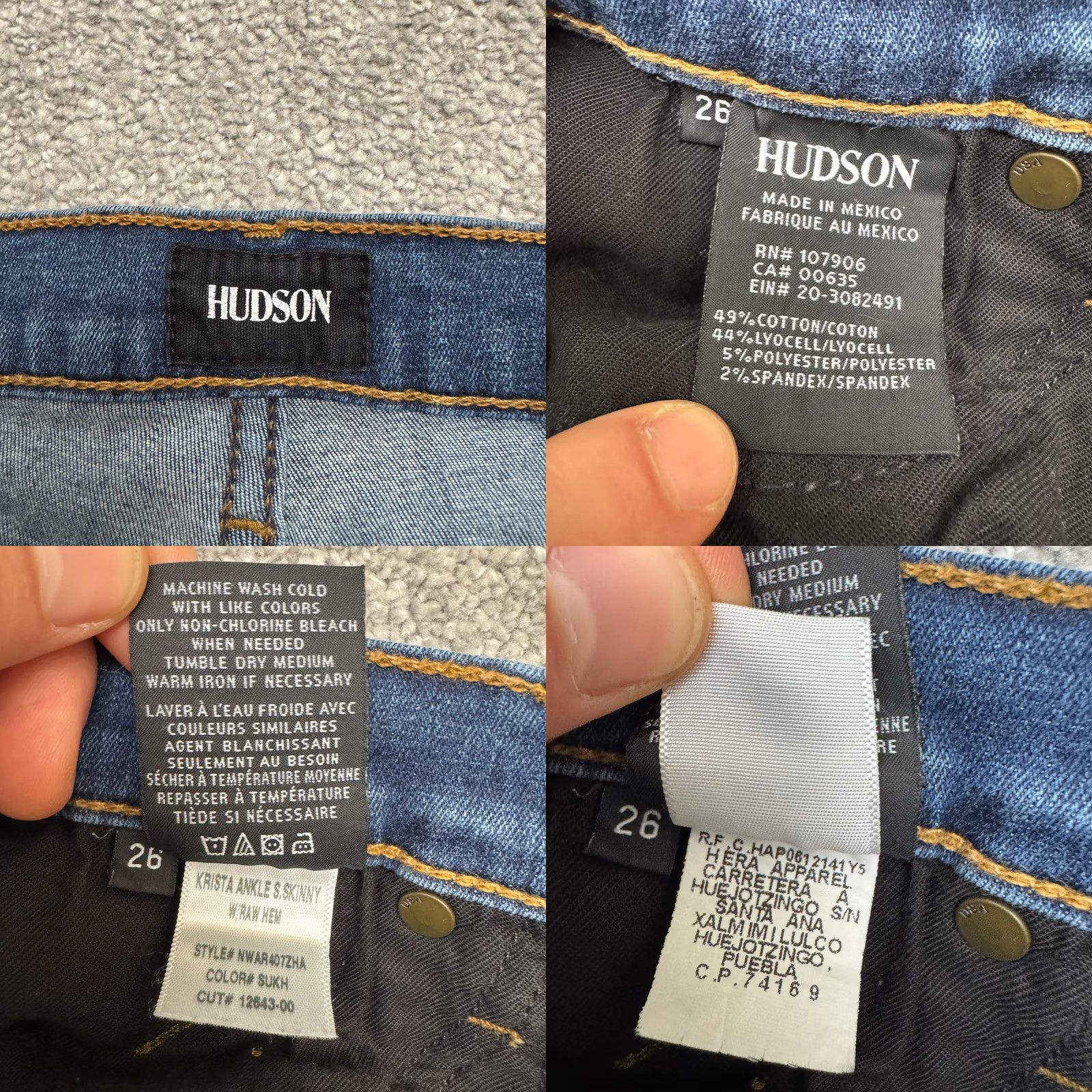 Hudson Hudson Krista Womens 26 Jeans Skinny Ankle Dark Wash Denim Stretch Raw Hem Sukh Size 26" / US 2 / IT 38 - 8 Thumbnail