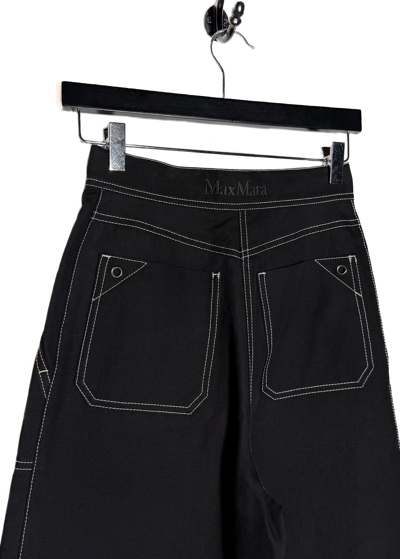 Max Mara Max Mara Black White Stitches Wide Leg Oboli Trousers Size 24" / US 00 / IT 34 - 4 Thumbnail