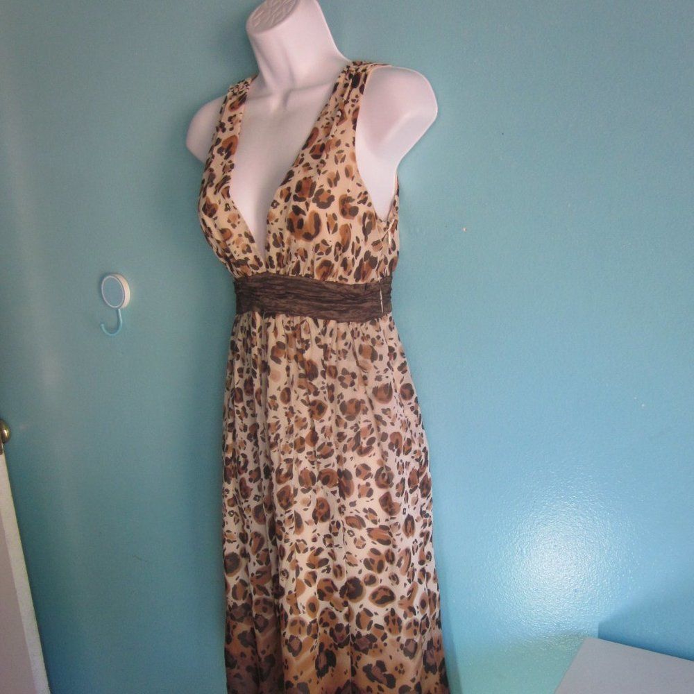 Nicole Miller Nicole Miller Collection Silk Dress Animal Print Deep V-Neck Size M / US 6-8 / IT 42-44 - 3 Thumbnail