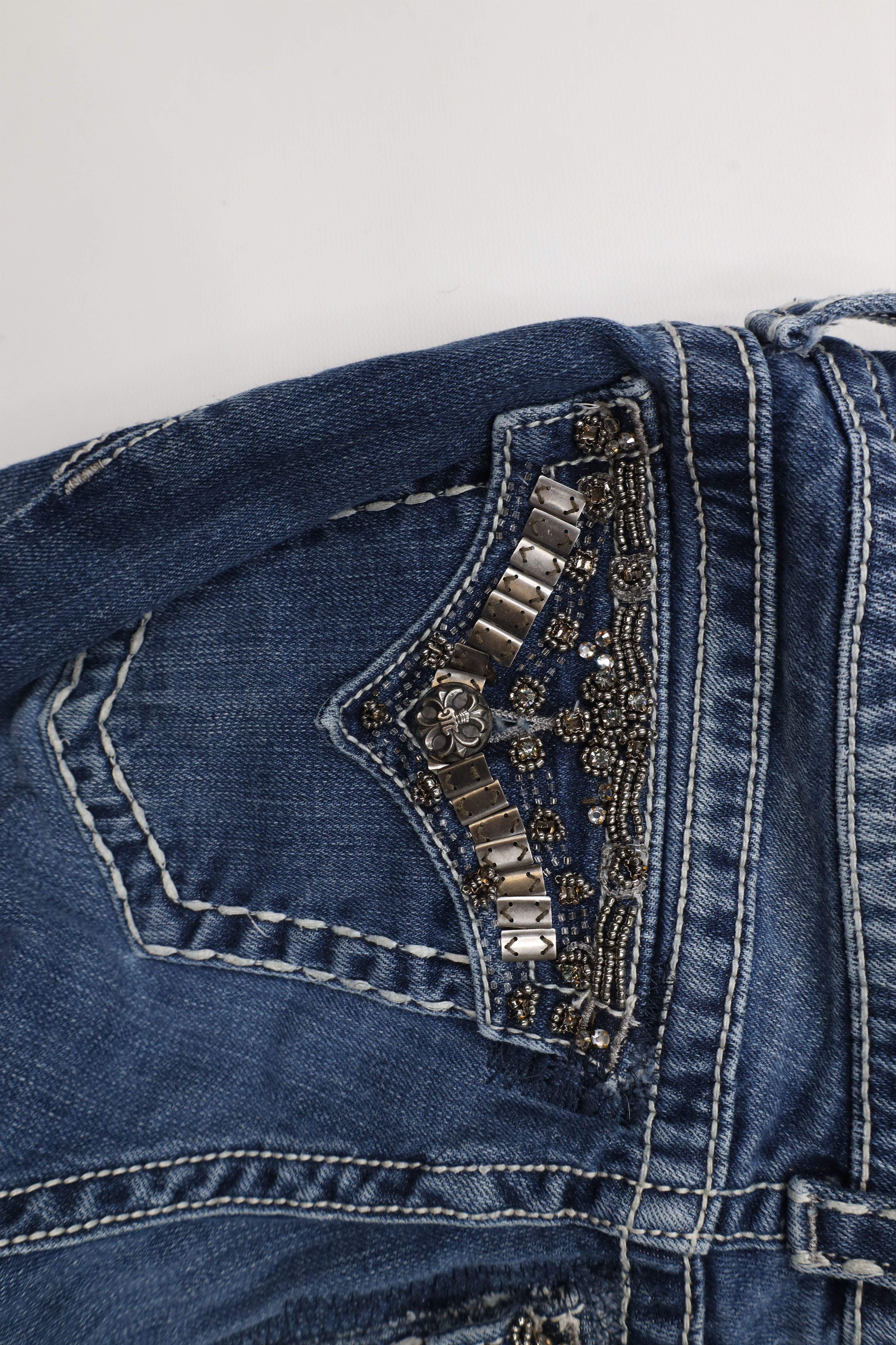 Miss Me × Vintage Miss Me Thick Stitch Jeweled Bootcut Denim Jeans Blue Size 28" / US 6 / IT 42 - 17 Thumbnail