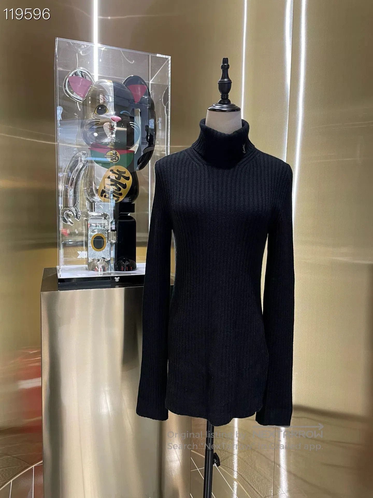 Yves Saint Laurent YSL Black Small Logo Turtleneck Sweater. Size L / US 10 / IT 46 - 1 Thumbnail