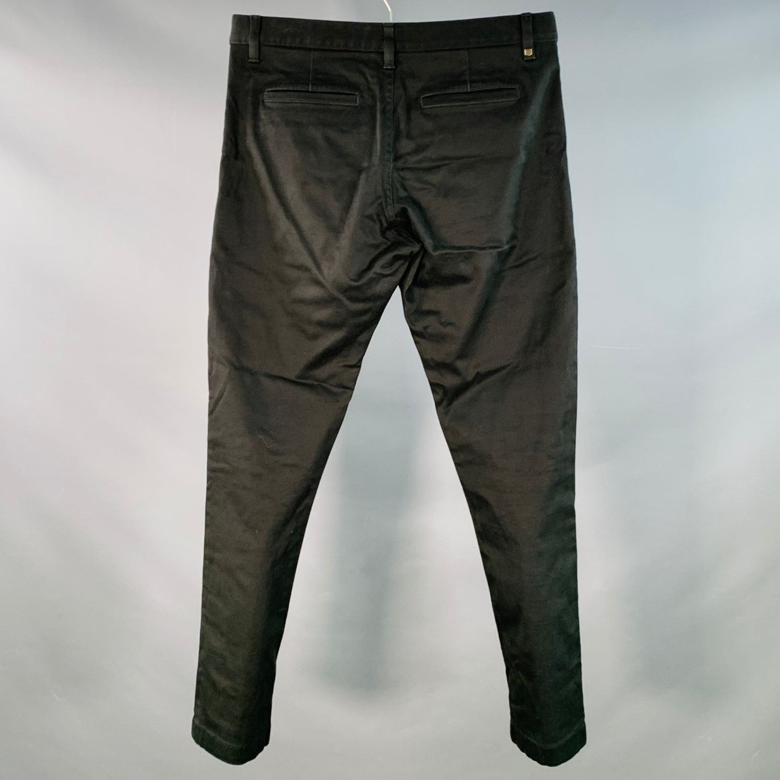 Saint Laurent Paris Black Cotton Blend Flat Front Slim Tapered Casual Pants Size US 30 / EU 46 - 2 Thumbnail