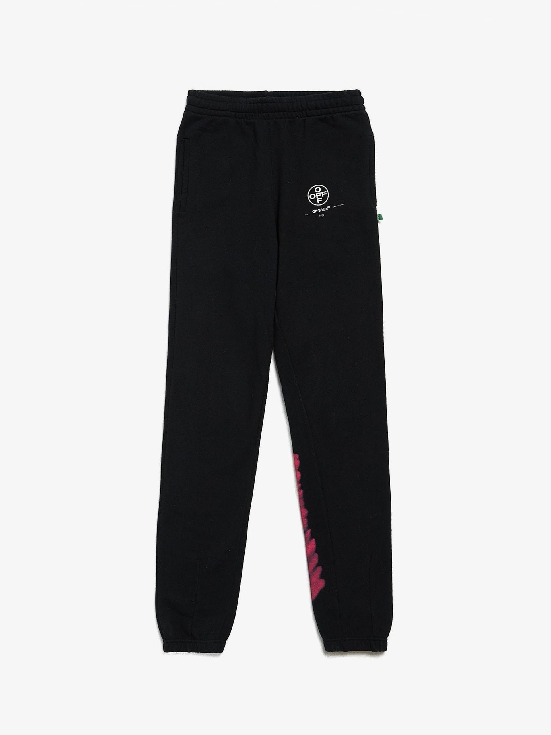 image of Off White Black Logo Printed Cotton Sweatpants, Men's (Size 27)