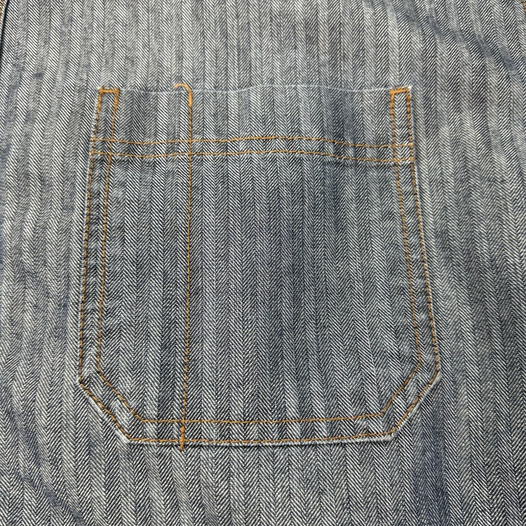 Denime VINTAGE Schmidt Workwear Shirt Mens XL Blue Herringbone Denim Long Sleeve Button Front Size US XL / EU 56 / 4 - 2 Thumbnail