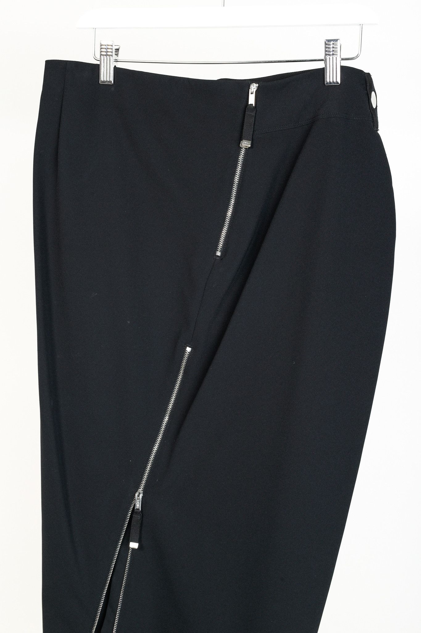 Other High Use Black Tech Asymmetrical Zip Midi Skirt Size 34" / US 12 / IT 48 - 5 Thumbnail