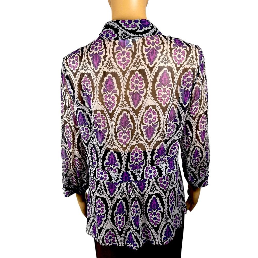 Charter Club Charter Club 100% Silk 3/4 Sleeve Floral Print Blouse Size Size XL / US 12-14 / IT 48-50 - 4 Thumbnail