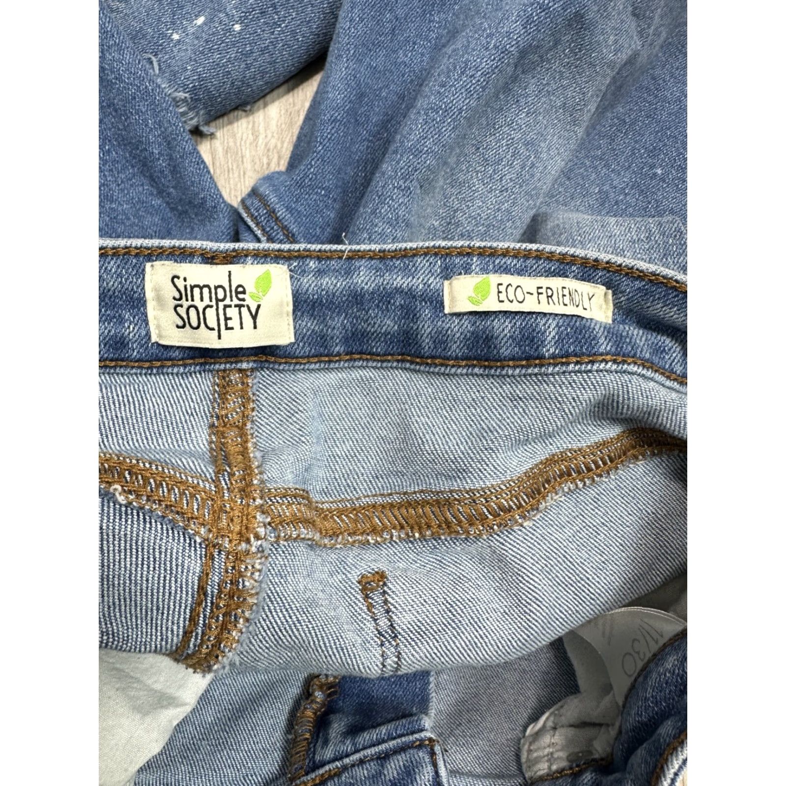 Vintage Womens Simple Society Jeans Ankle Blue Distressed Raw Edge Sz 11/30 Size 32" / US 10 / IT 46 - 4 Thumbnail