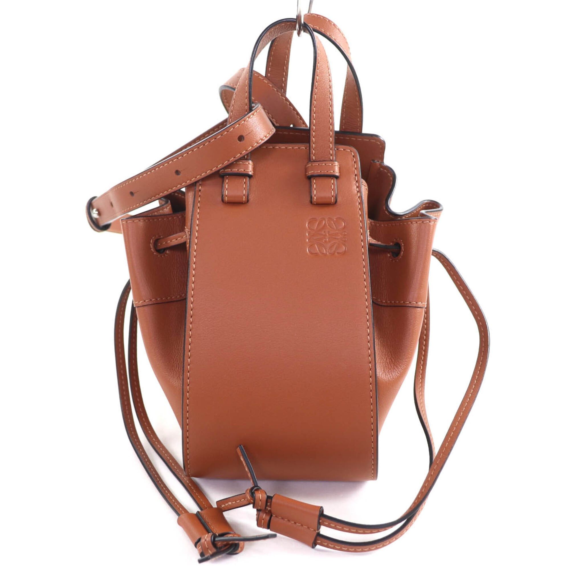 Loewe LOEWE 314.30.V07 Hammock Drawstring Mini Tan 2-Way Leather Shoulder Bag, Made in Spain, Women's Size ONE SIZE - 1 Thumbnail