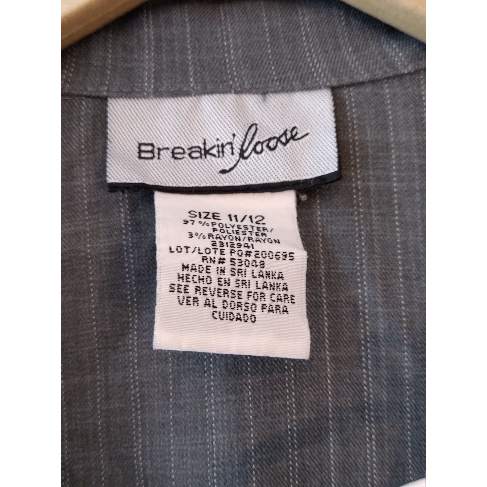 Vintage BREAKIN' LOOSE Women's Blazer Shirt Gray Striped Short Jacket with Pockets 11/12 Adult Womens Size L / US 10 / IT 46 - 6 Thumbnail