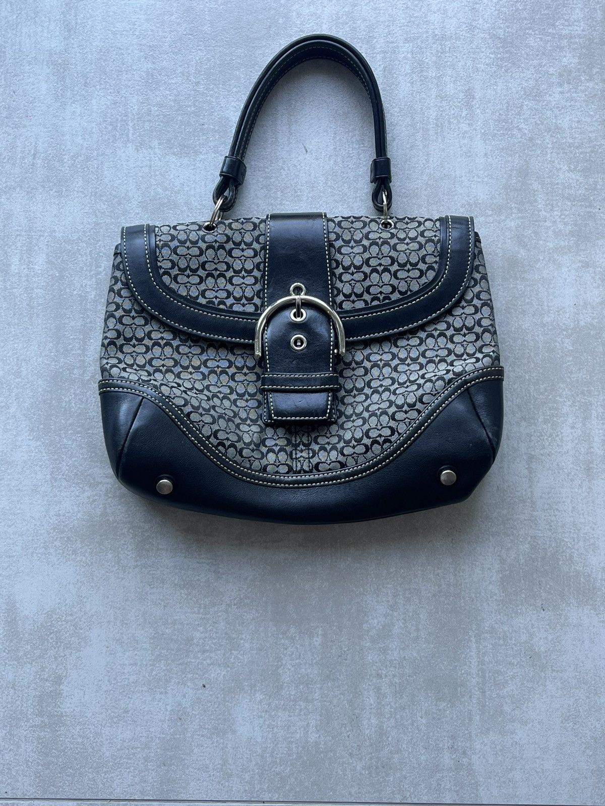 Coach Coach Signature Flap Satchel Black/Grey Size ONE SIZE - 1 Thumbnail