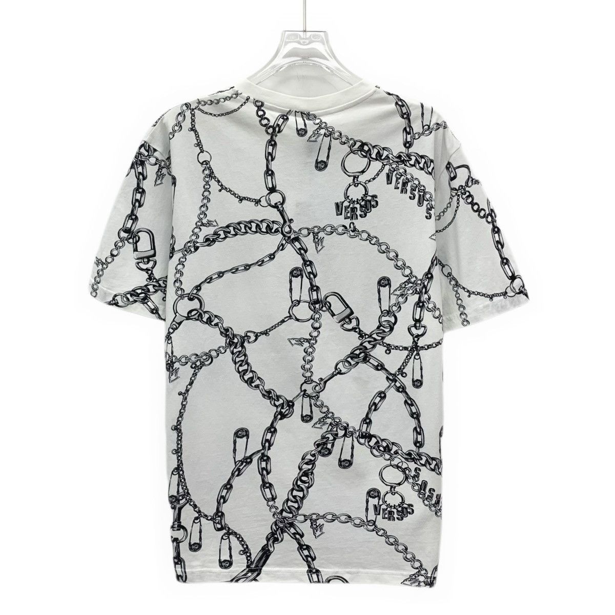 Versace Versace White Chain Print Cotton Crew Neck T-shirt K26WX Size US M / EU 48-50 / 2 - 2 Thumbnail
