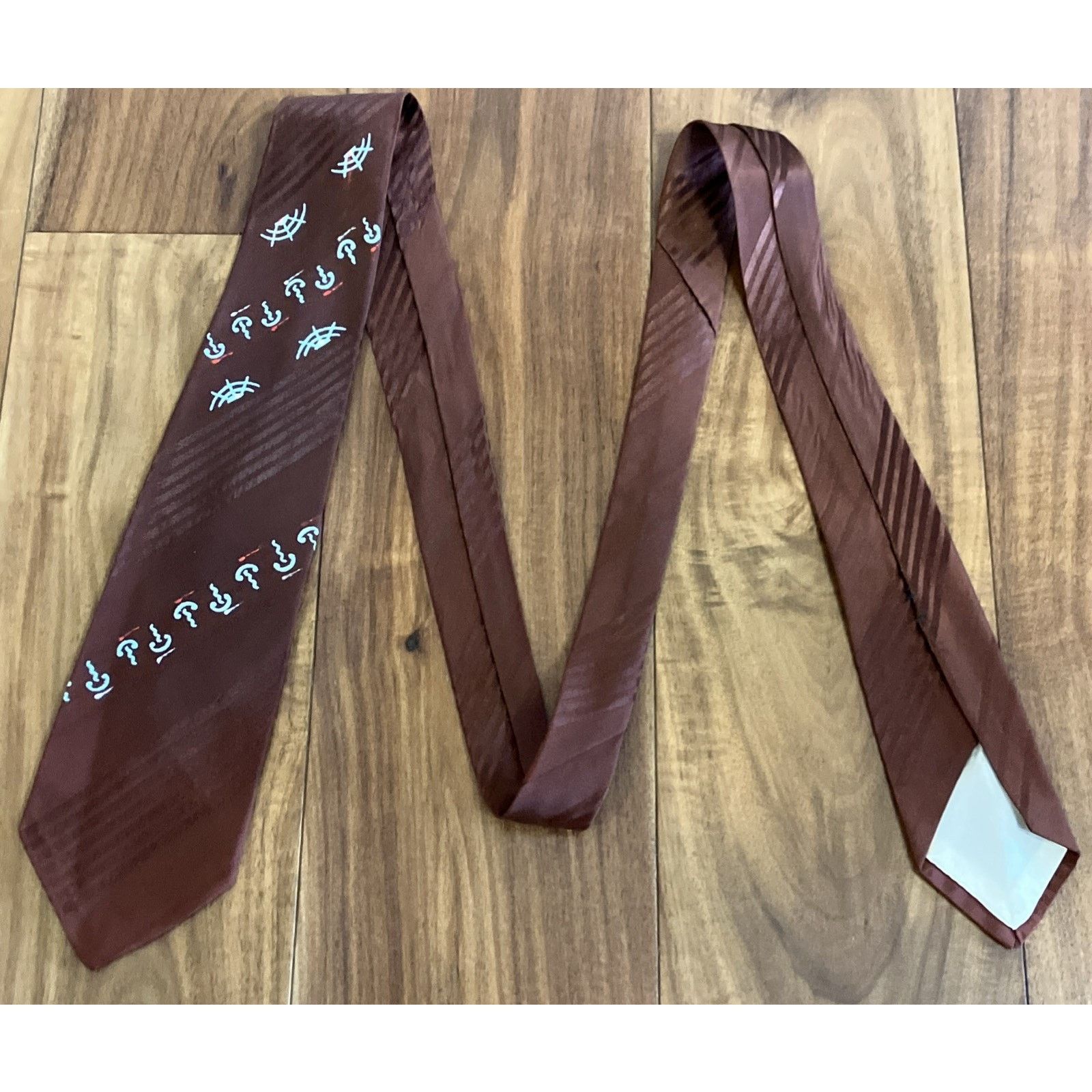Handmade 1940s Necktie Halloween Hand Painted Spider Web RARE Bronze Size ONE SIZE - 14 Thumbnail