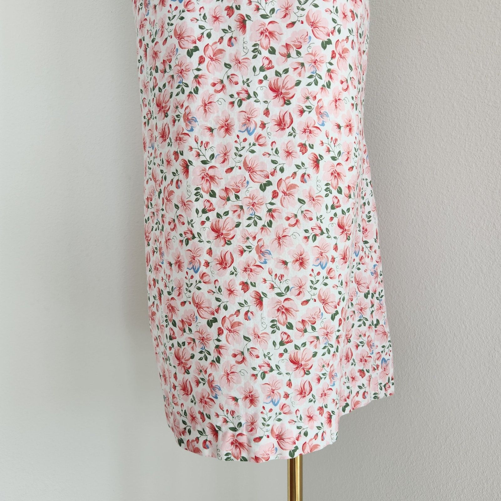 Vintage Vintage 80s Pink Floral Sleeveless Cotton Dress Pull On L Size L / US 10 / IT 46 - 8 Thumbnail