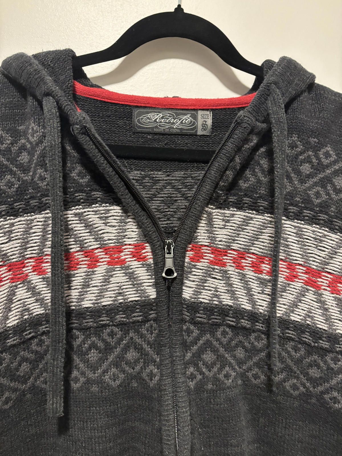 Retrofit Y2K Retrofit Zip-Up Hooded Sweater - Gray with Patterned Size S / US 4 / IT 40 - 3 Thumbnail