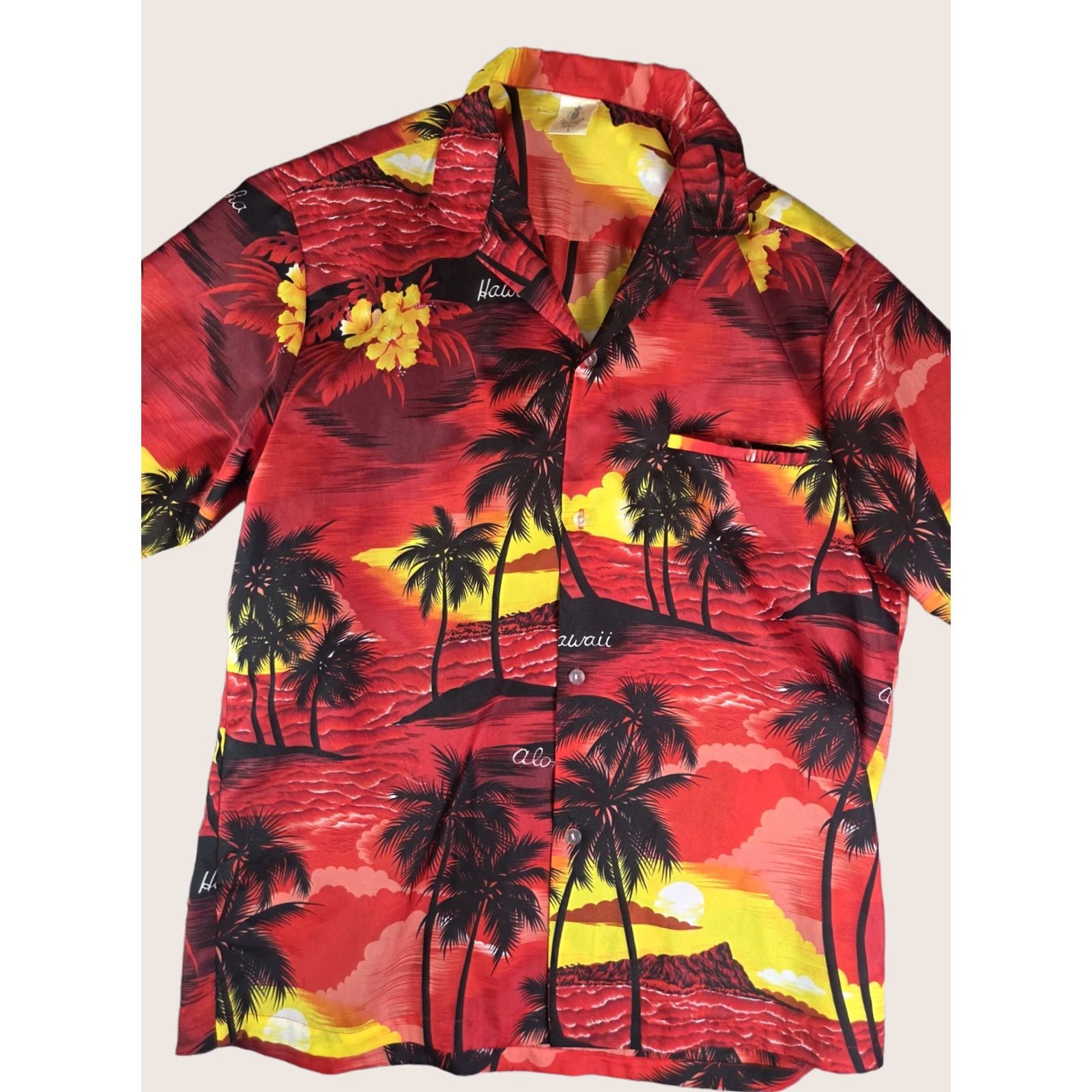 Vintage VINTAGE Royal Creations Hawaiian Shirt Red Yellow Palm Trees Large L Men Short Sleeve Button-Up Collared Made In Hawaii Size US L / EU 52-54 / 3 - 1 Thumbnail