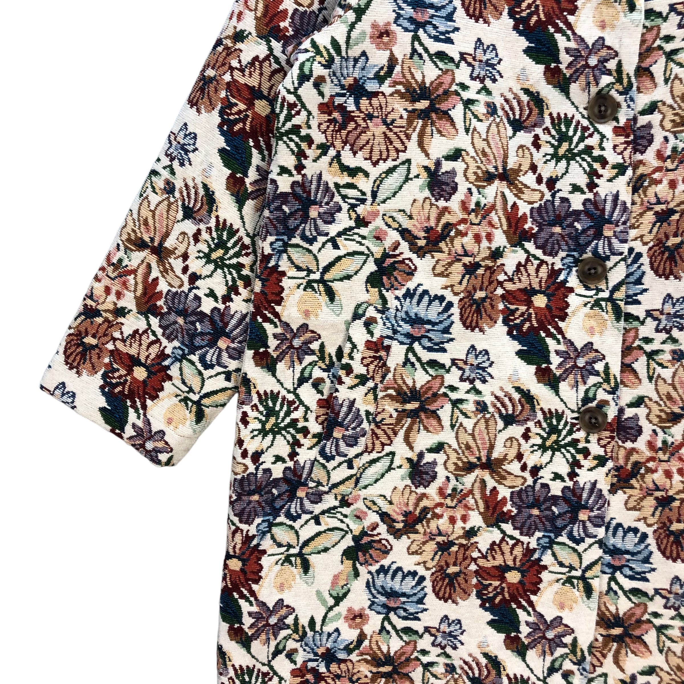 Japanese Brand LE CIEL A TEMPS DOUX FLORAL GRAPHIC LONG COAT #7362-134 Size M / US 6-8 / IT 42-44 - 4 Thumbnail