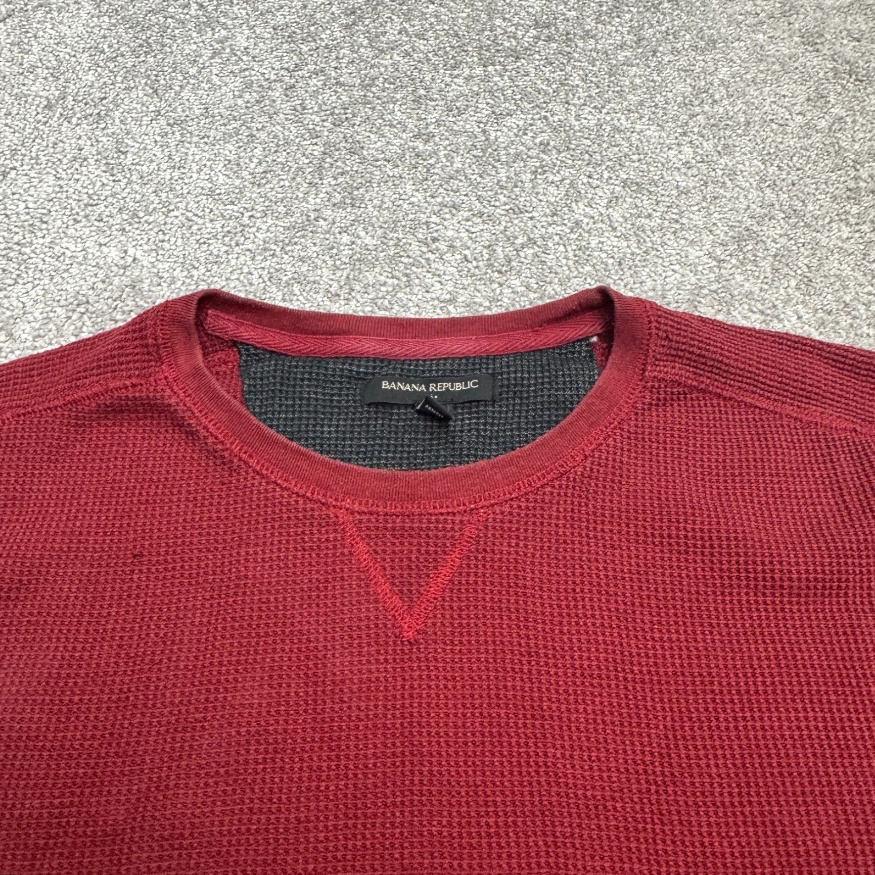 Banana Republic Banana Republic Thermal Waffle Knit Pullover Sweater Men XL Red Crew Neck Cotton Size US XL / EU 56 / 4 - 7 Thumbnail