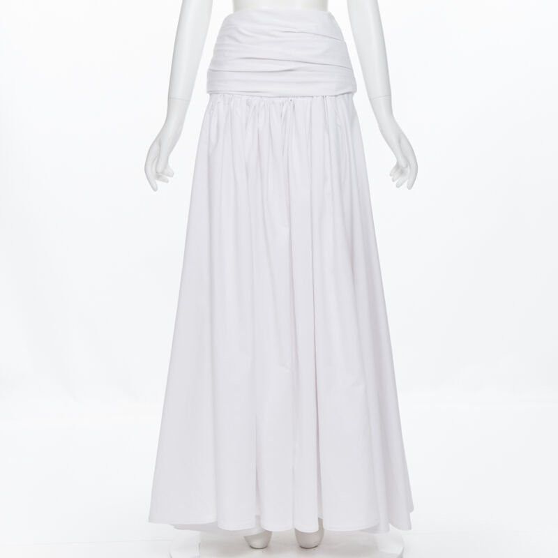 Maticevski MATICEVSKI white ruched waist band pleated flared maxi dress XS Size 26" / US 2 / IT 38 - 1 Thumbnail