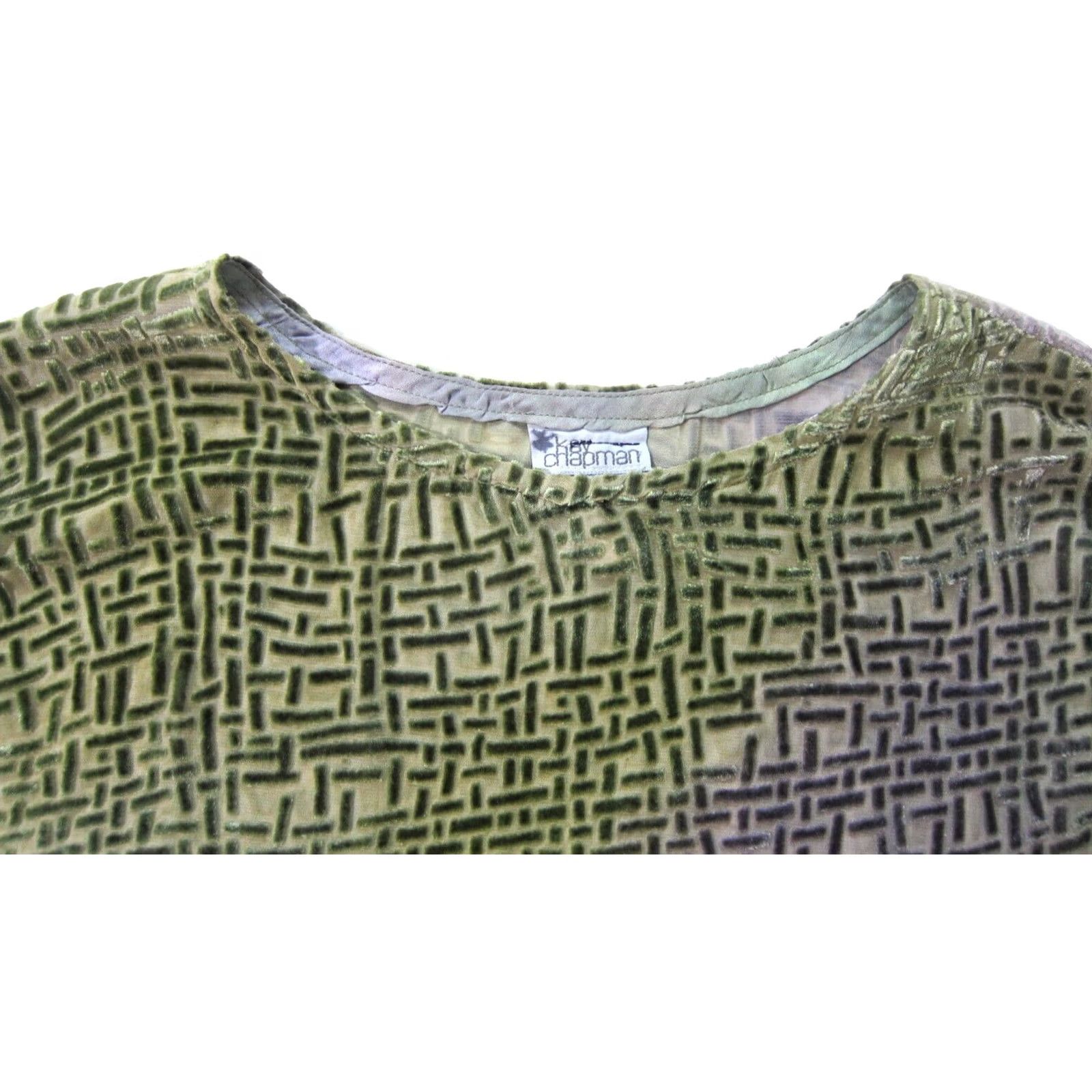 Velvet Kay Chapman Green Velvet Sheer Silk High Neck Long Sleeve Tunic Blouse Women M Size M / US 6-8 / IT 42-44 - 3 Thumbnail