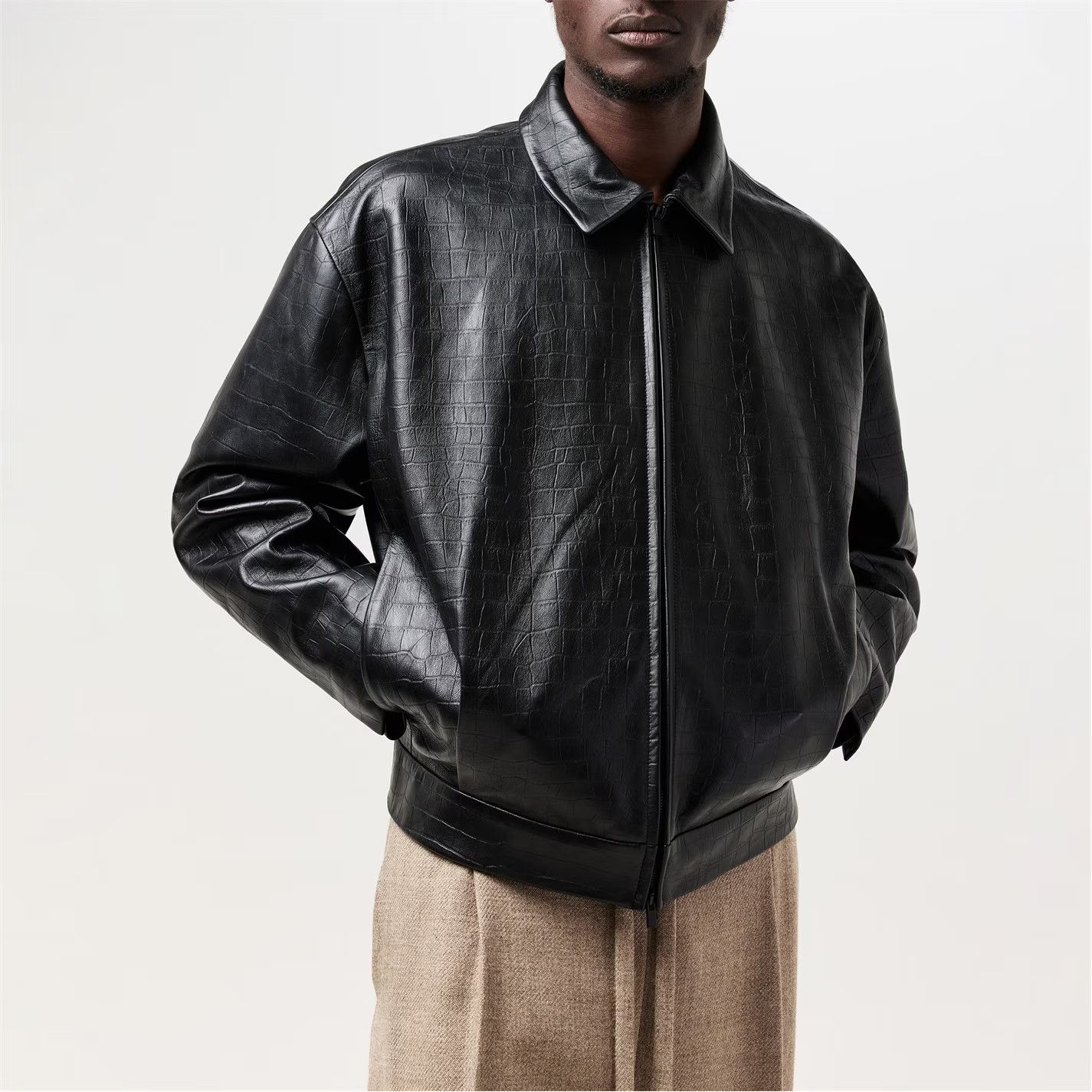 Fear of God o1g2r1mq0426 Croc-Embossed Leather Leather Jacket in Black Size US L / EU 52-54 / 3 - 1 Thumbnail