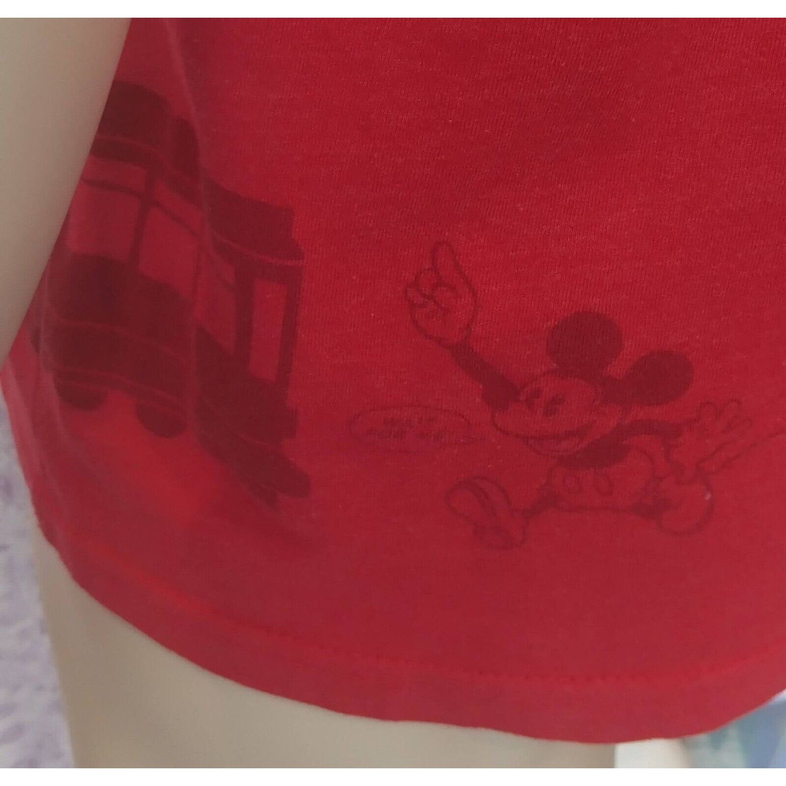 Disney Mickey Mouse "All Aboard" Red Car Trolley T-shirt Mens Large Size US L / EU 52-54 / 3 - 3 Thumbnail
