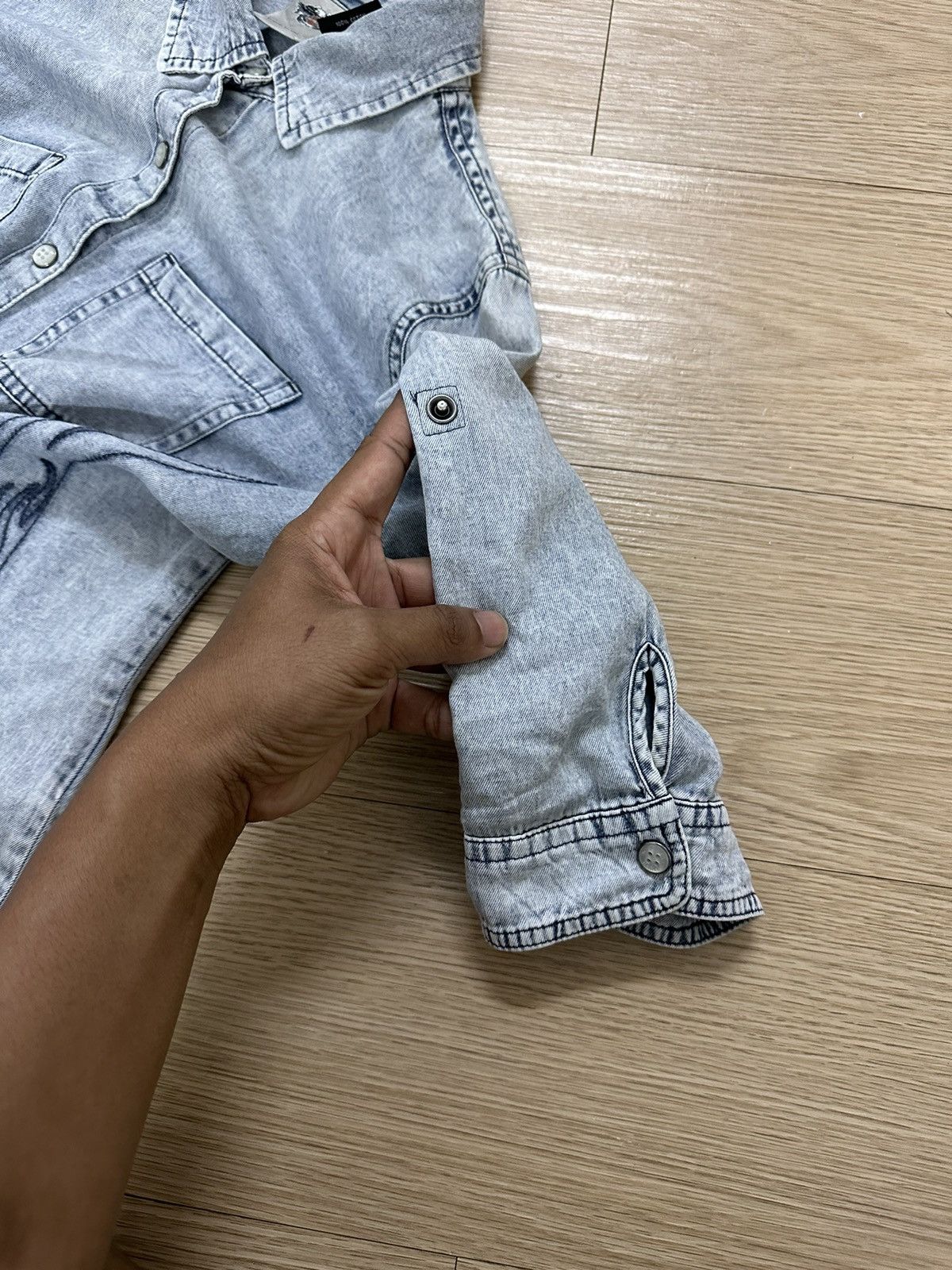 Beauty Beast × Harley Davidson × Vintage Rare Harley Davidson Stone Button Washed Denim Shirt Size XS / US 0-2 / IT 36-38 - 9 Thumbnail