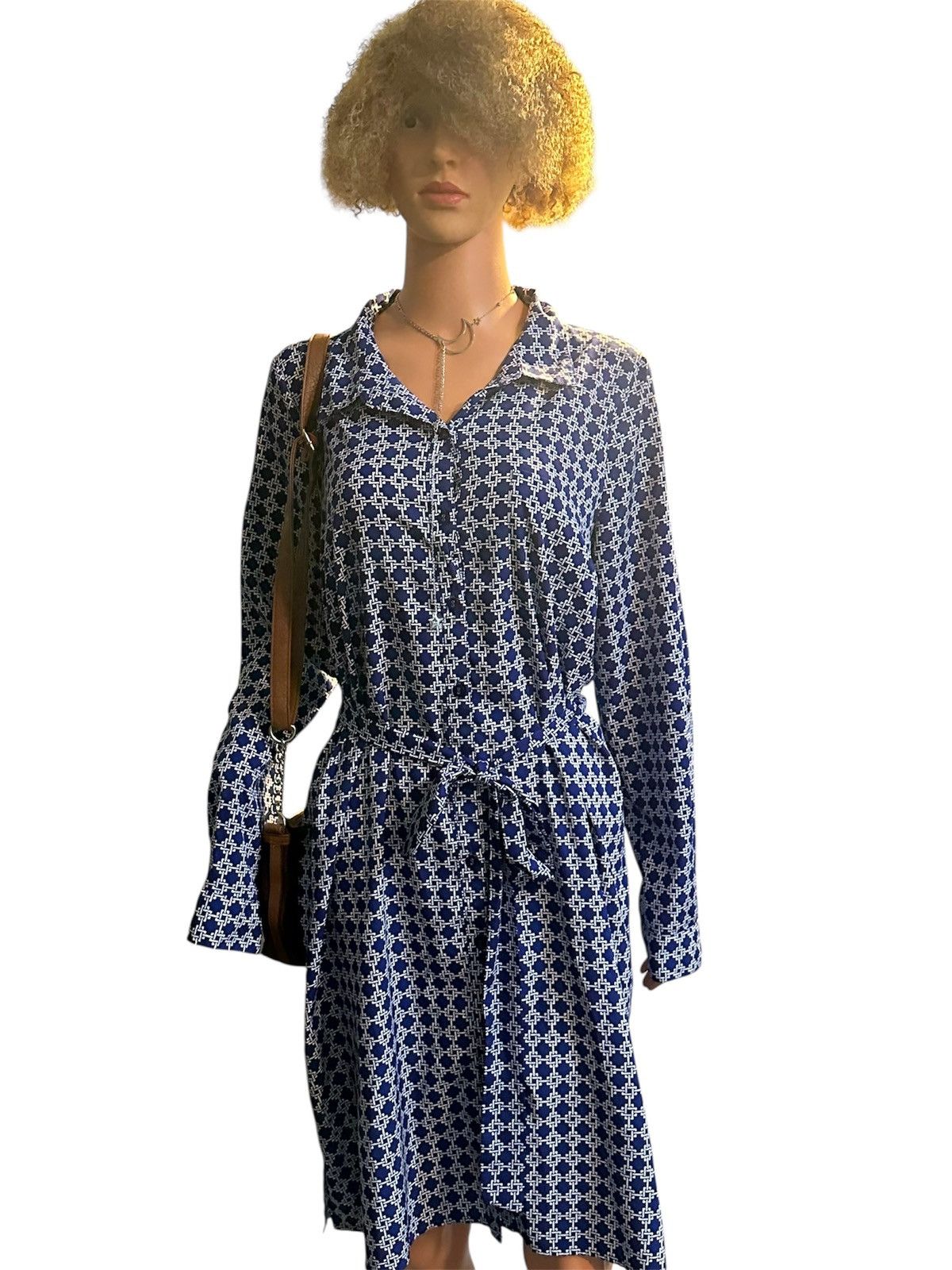 MOTHER " Shirt Dress Condition: New /: Navy / White Size L Size L / US 10 / IT 46 - 4 Thumbnail
