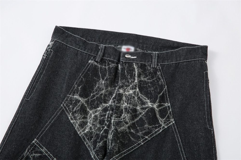 Jean Men's lightning distressed washed patchwork jeans Size US 32 / EU 48 - 3 Thumbnail