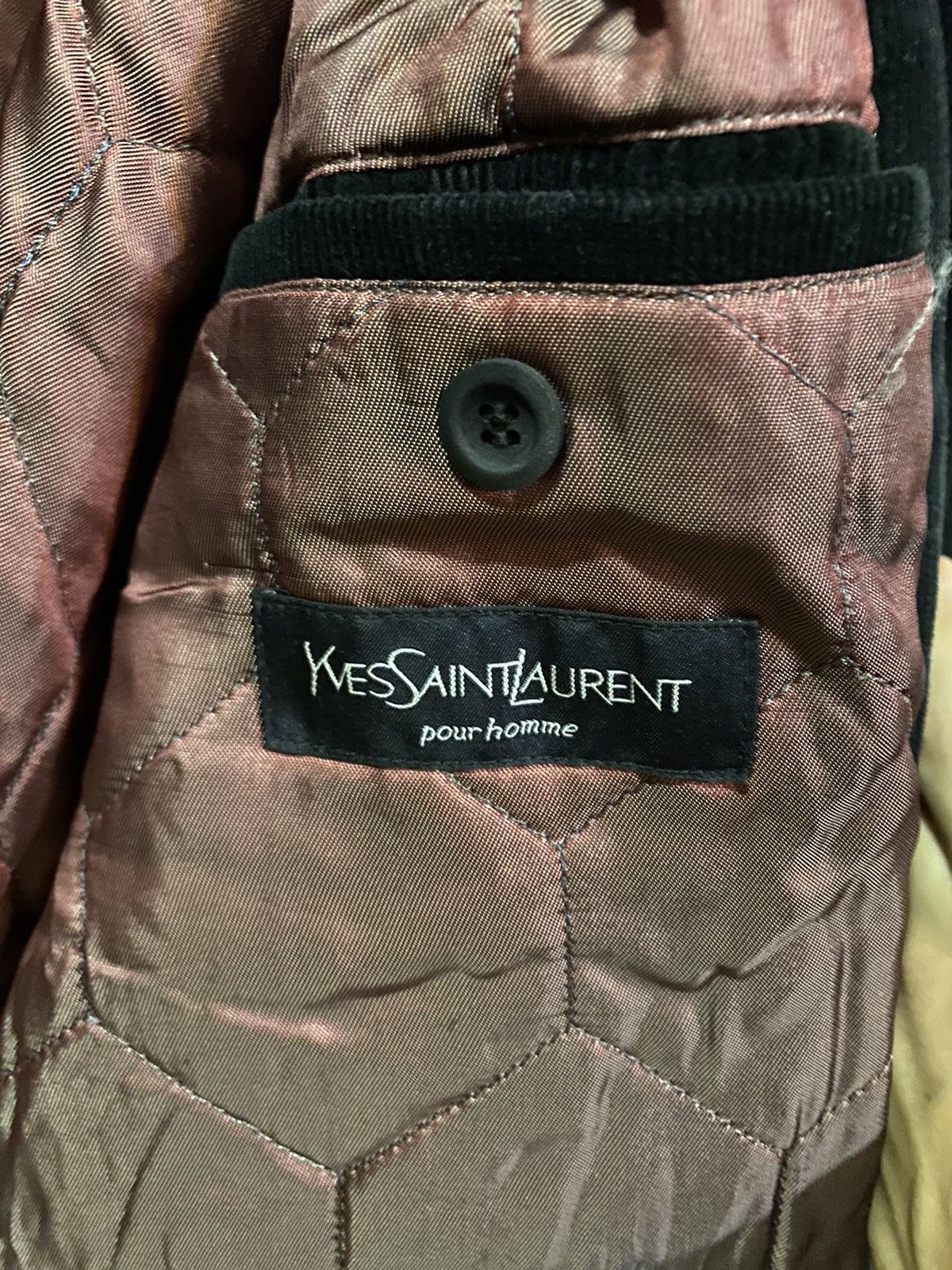 Yves Saint Laurent 90s Corduroy Black YSL Jacket Coat Warm Winter Parka Size US L / EU 52-54 / 3 - 5 Thumbnail